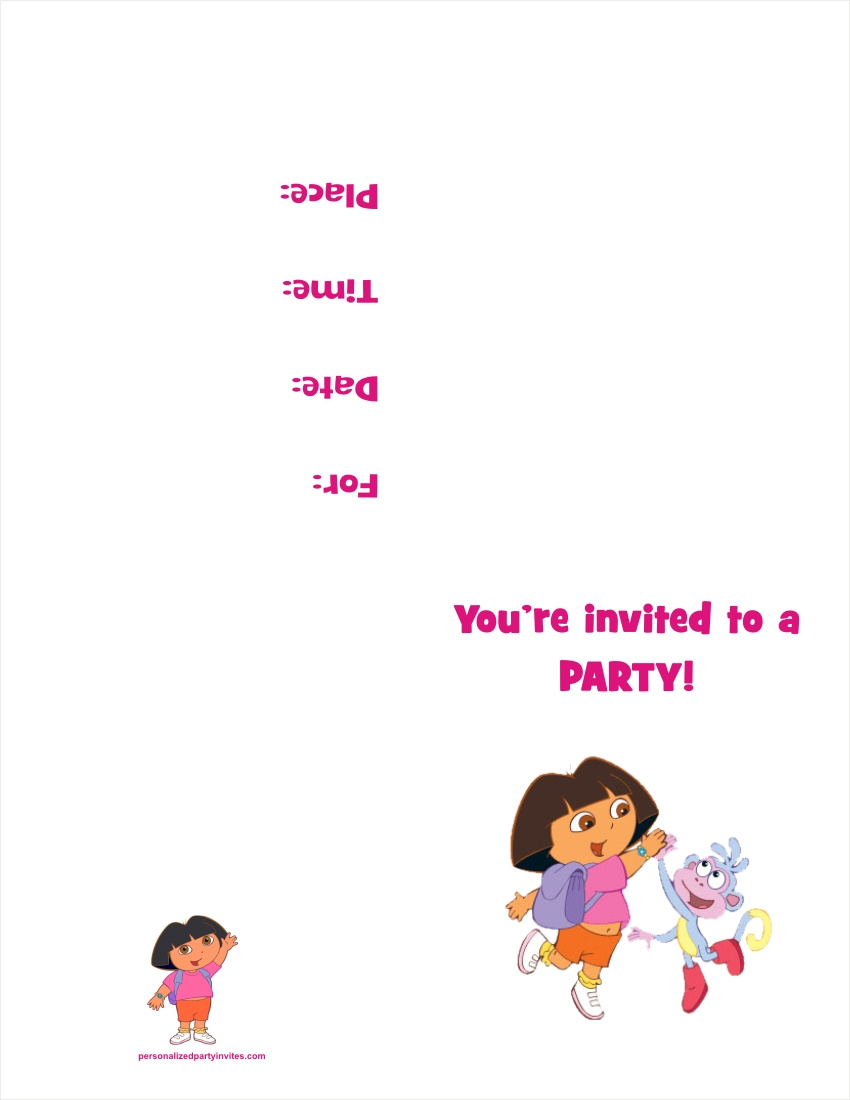 Personalized Party Invites News - Free Printable Dora The Explorer in Dora Birthday Cards Free Printable