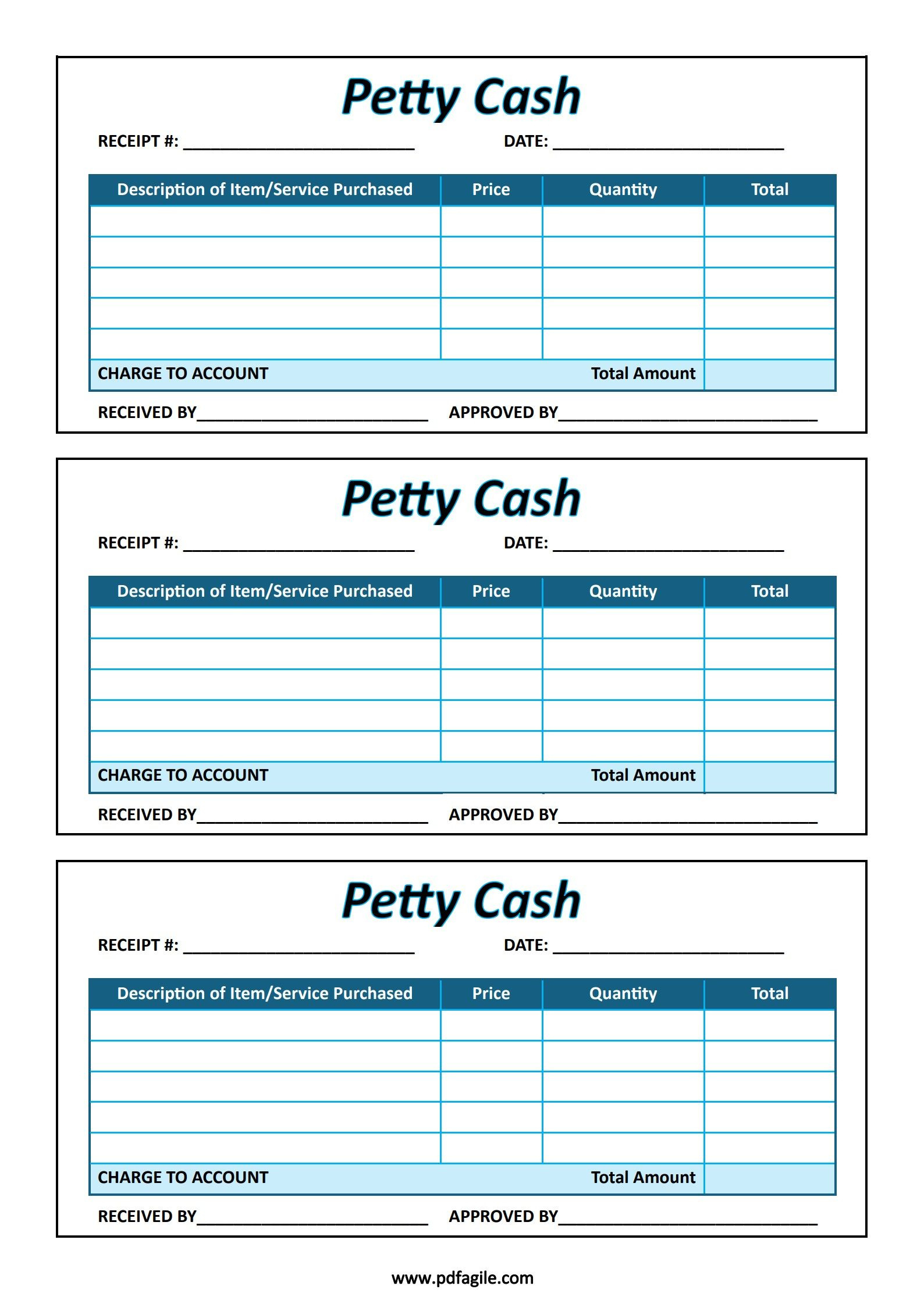 Petty Cash Receipt Template | Pdf Agile throughout Free Printable Petty Cash Template