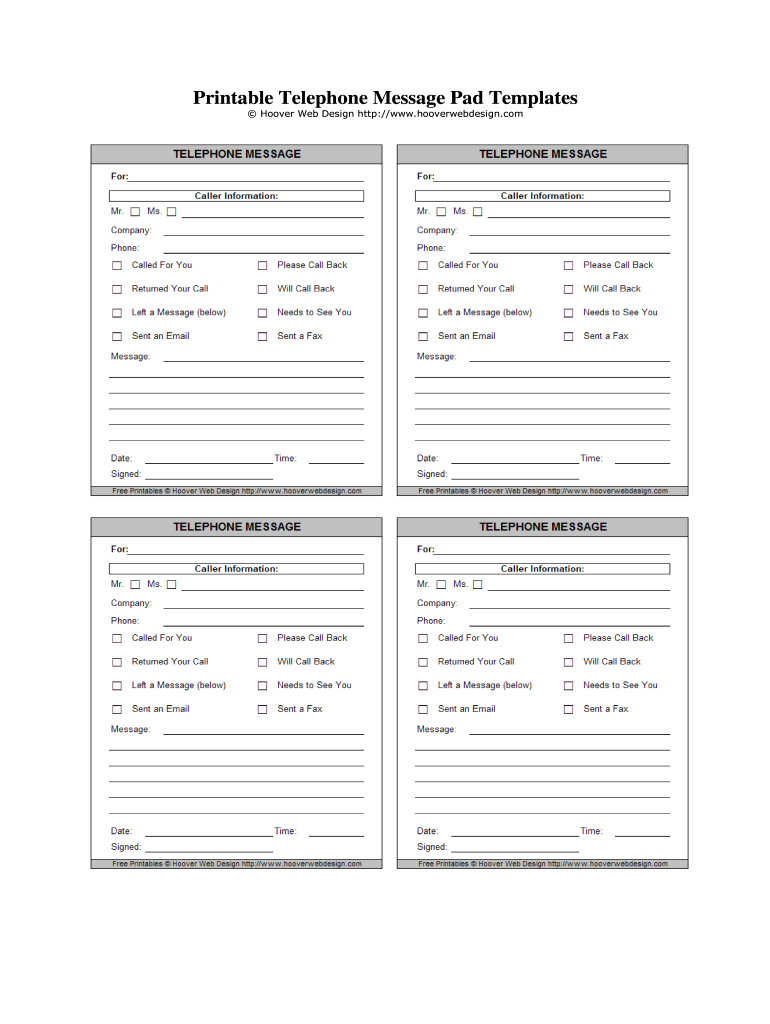 Phone Message Template - Fill Online, Printable, Fillable, Blank inside Free Printable Message Sheets