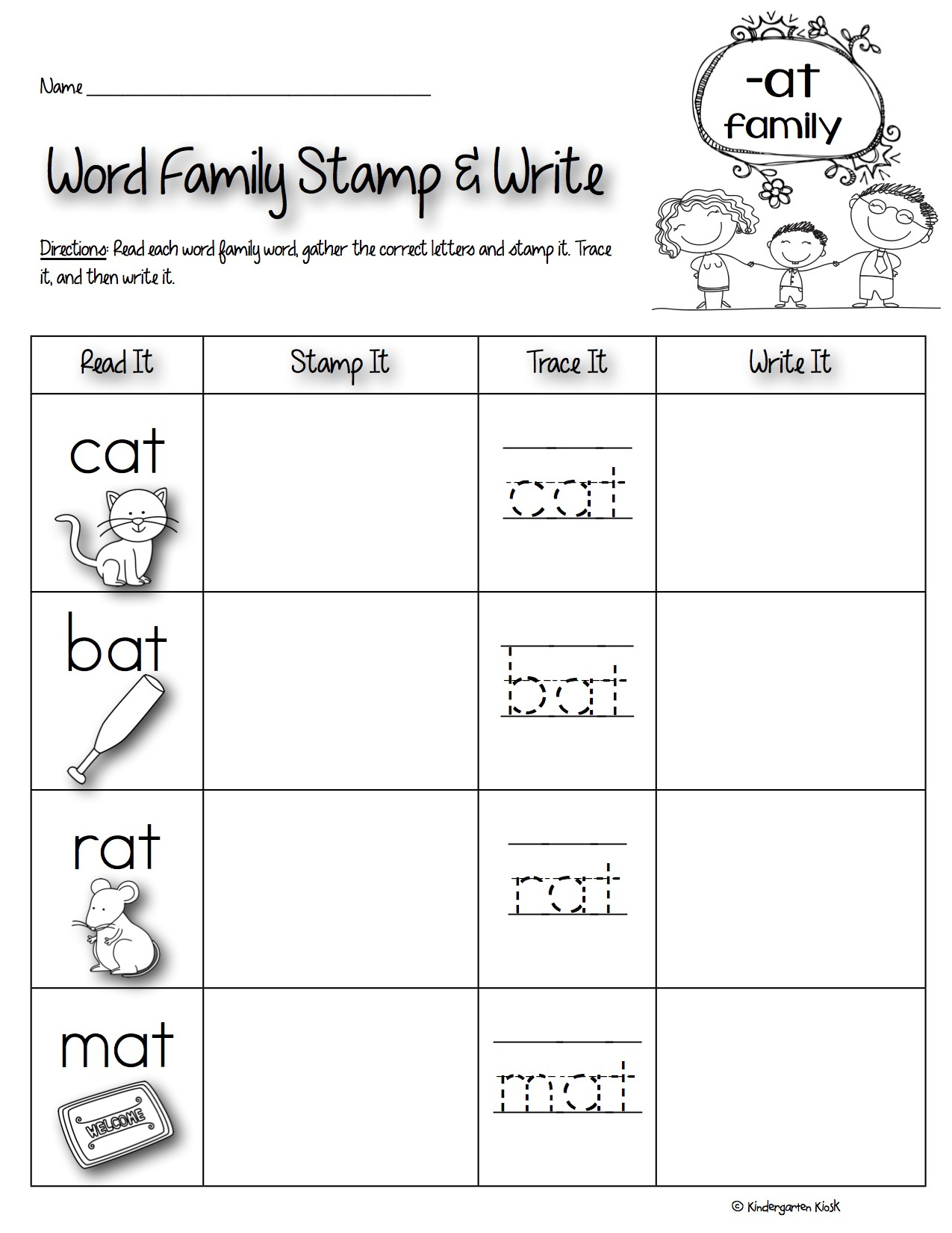 Phonics Prep: Word Family Worksheets — Kindergarten Kiosk for Free Printable Word Family Worksheets For Kindergarten