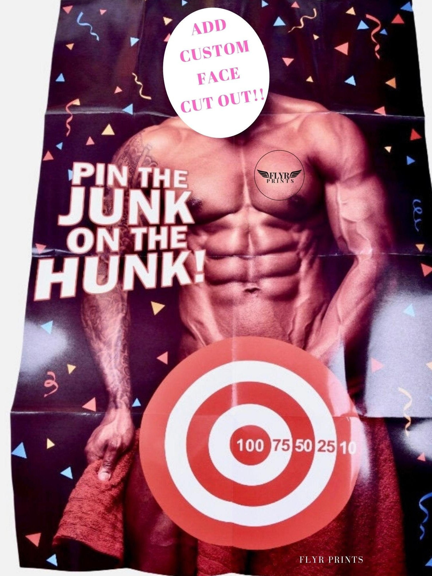 Pin The Junk On The Hunk Custom Poster Game - Etsy Singapore with regard to Pin The Junk On The Hunk Free Printable