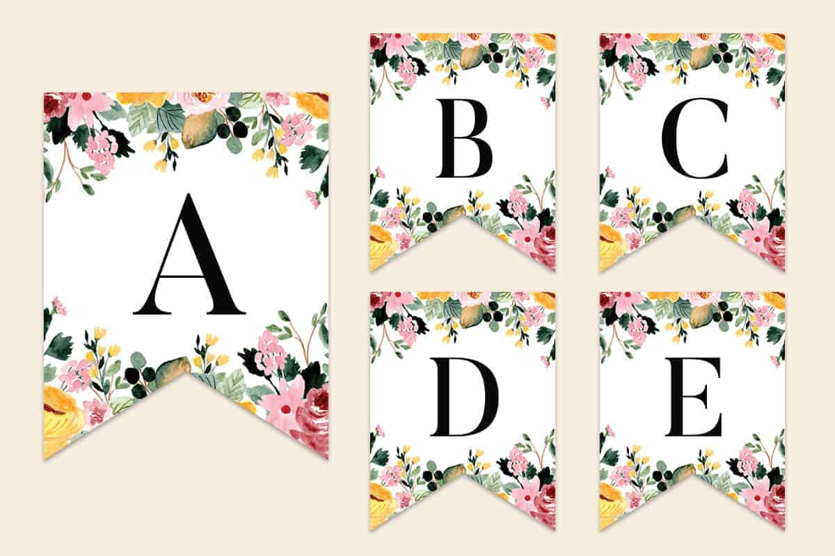 Pink &amp;amp;Amp; Yellow Floral Letters Banner | Mrs. Merry - Worksheets with regard to Printable Banner Letters Template Free