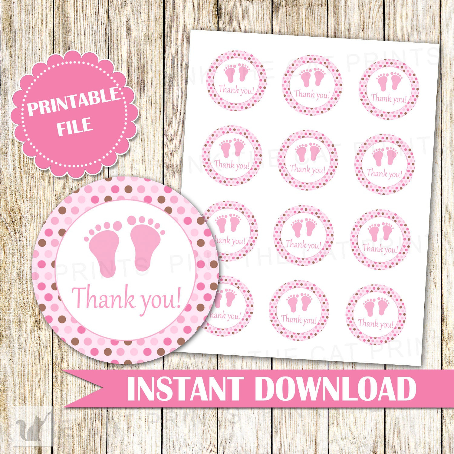 Pink Brown Baby Girl Shower Gift Favor Labels Baby Girl Shower with Free Printable Baby Shower Labels And Tags