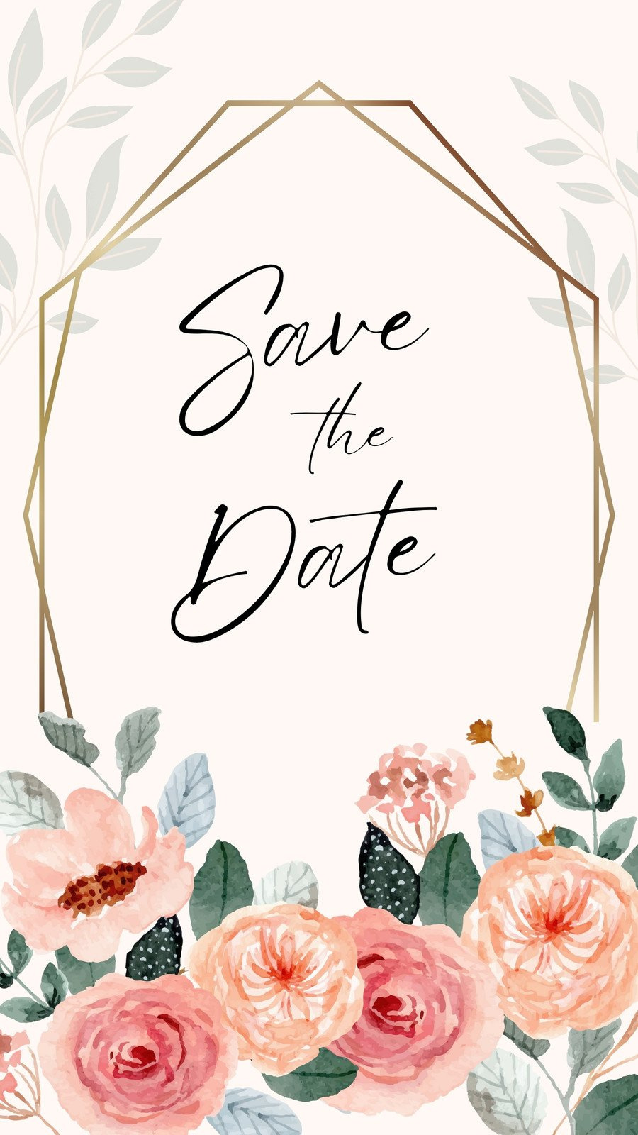 Pink Modern Watercolor Flower Save The Mobile Video in Free Printable Save The Date