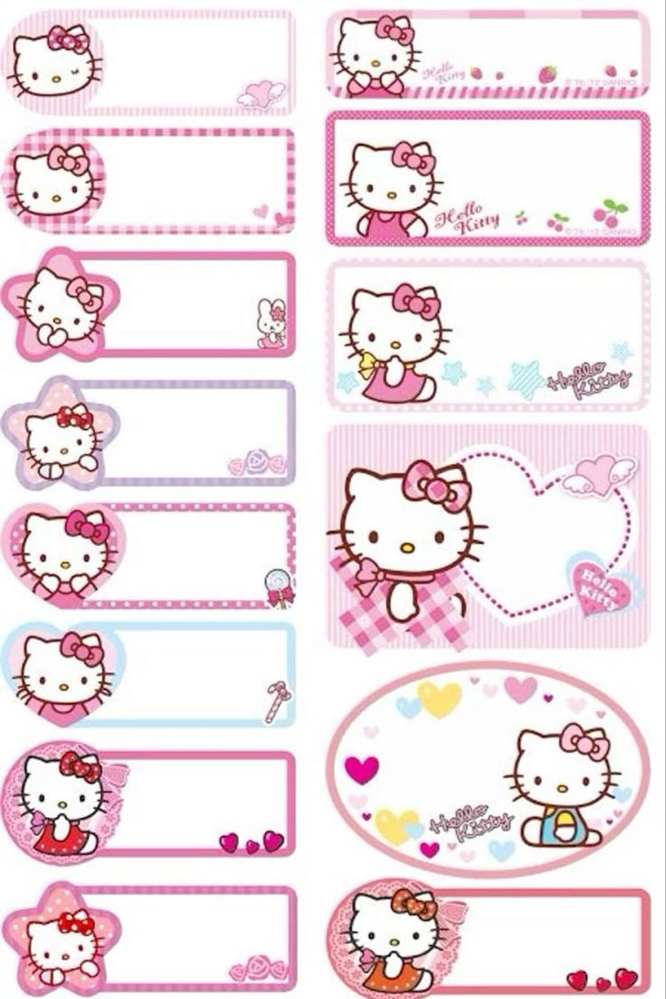 Pinmadifatani On هيلو كيتي | Hello Kitty Printables, Hello with Hello Kitty Name Tags Printable Free