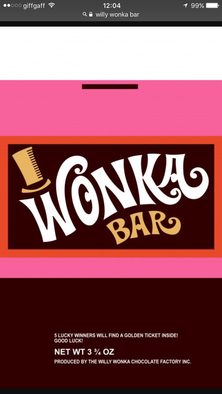 Pinpip Davies On School | Wonka Chocolate, Chocolate Bar with Wonka Bar Wrapper Printable Free