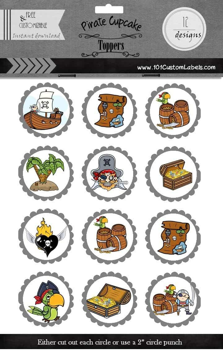 Pirate Cupcake Toppers intended for Free Printable Pirate Cupcake Toppers