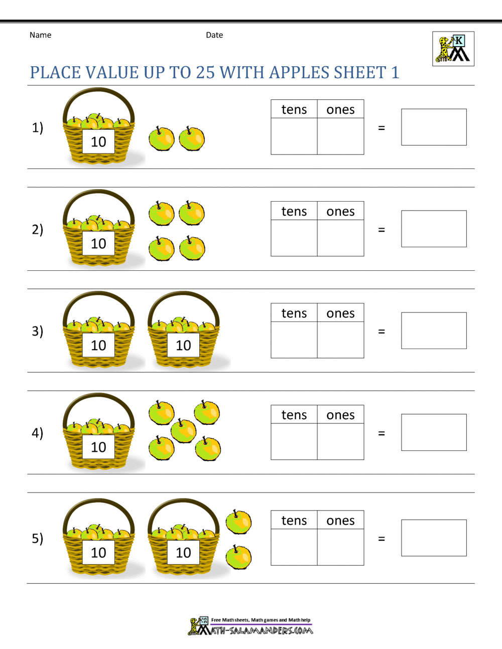 Place Value Worksheets For Kindergarten with regard to Free Printable Place Value Worksheets