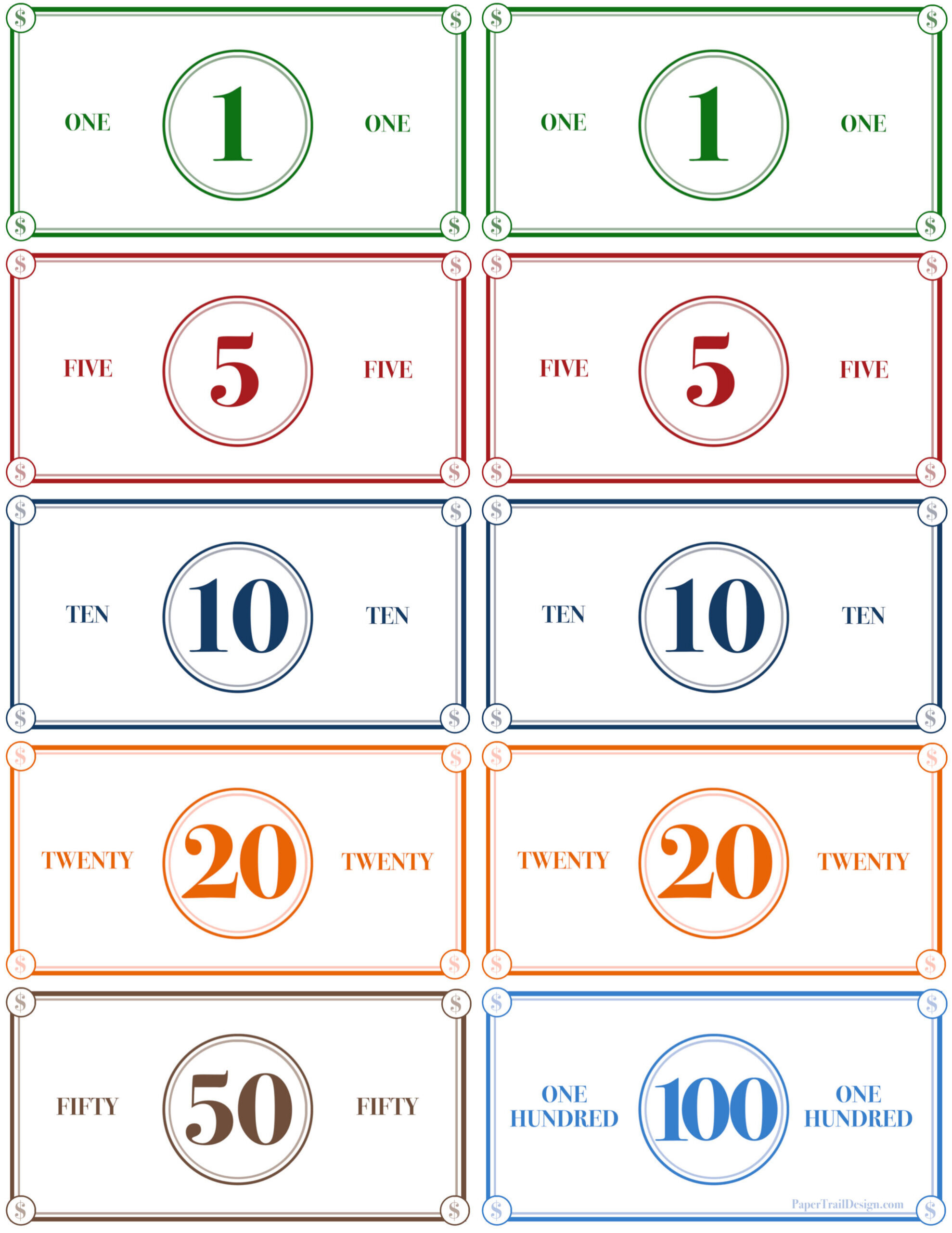 Play Money Printable - Paper Trail Design with regard to Free Printable Game Money
