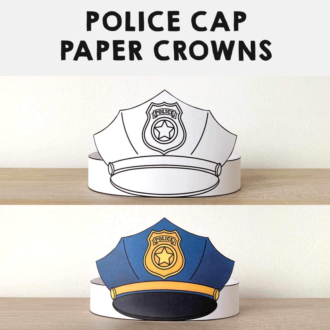 Police Hats Paper Crowns Printable Coloring Craft | Madeteachers pertaining to Free Printable Police Hat