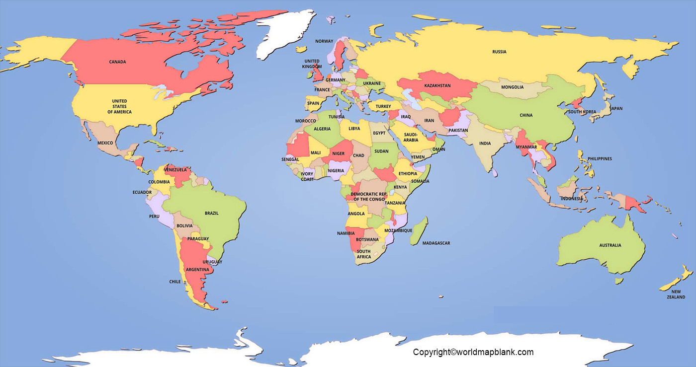 Politische Weltkarte Zum Ausdrucken – Kostenloser Download with regard to Free Printable World Map Pdf