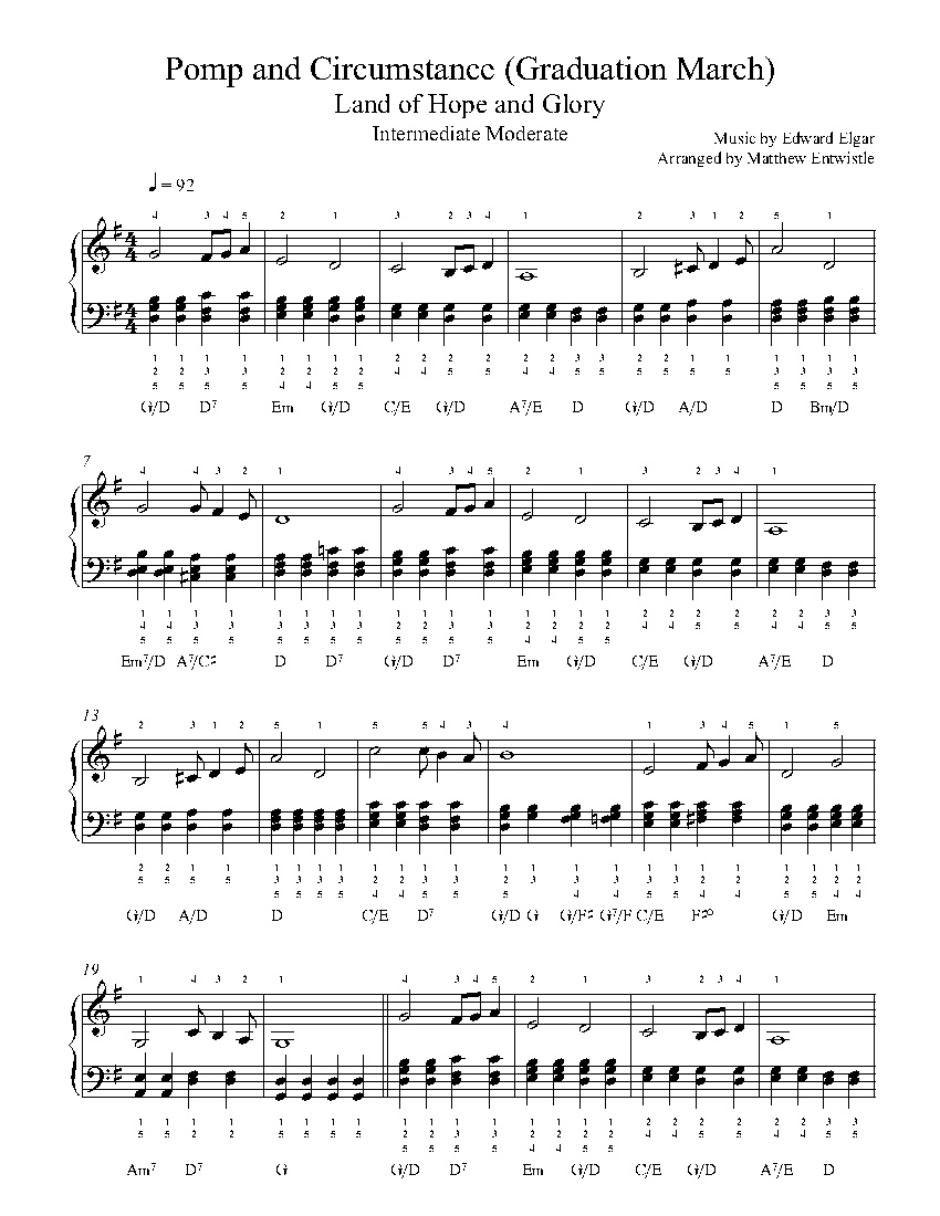Pomp And Circumstance (Graduation March) in Free Printable Sheet Music Pomp And Circumstance