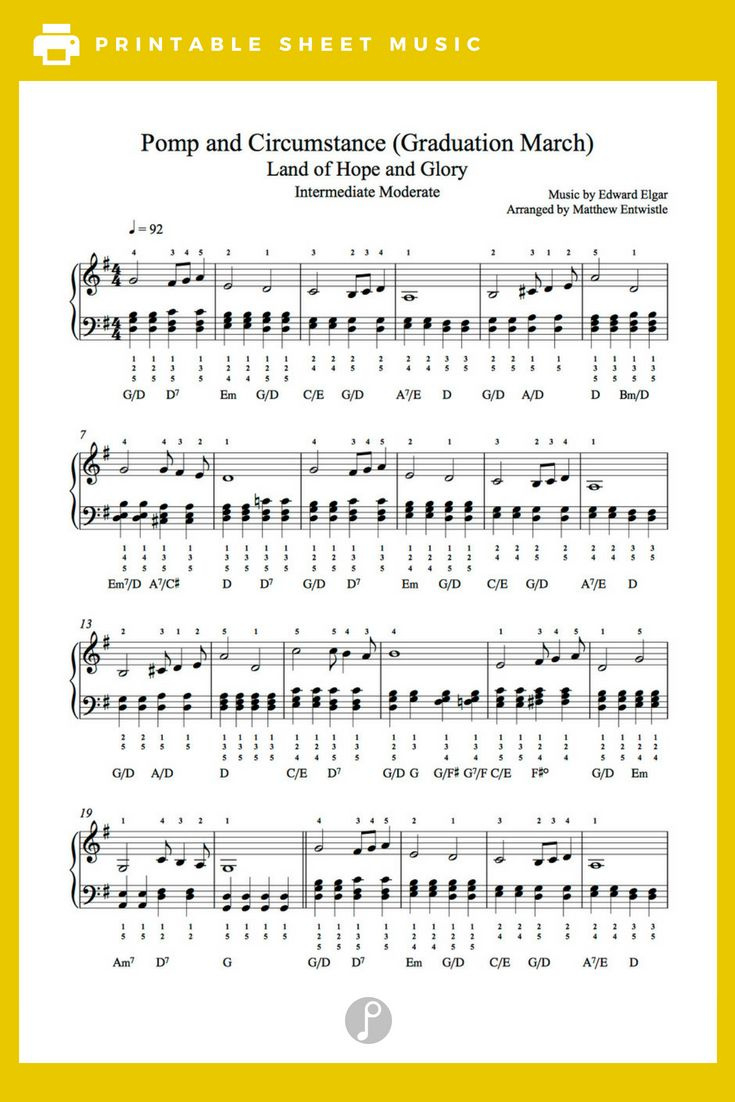 Pomp And Circumstance (Graduation March)Edward Elgar Sheet intended for Free Printable Sheet Music Pomp And Circumstance
