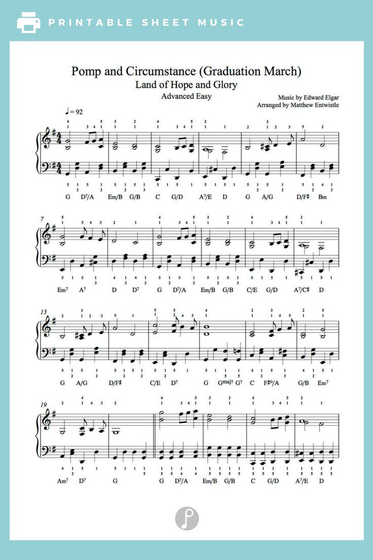 Pomp And Circumstance (Graduation March)Edward Elgar Sheet intended for Free Printable Sheet Music Pomp And Circumstance