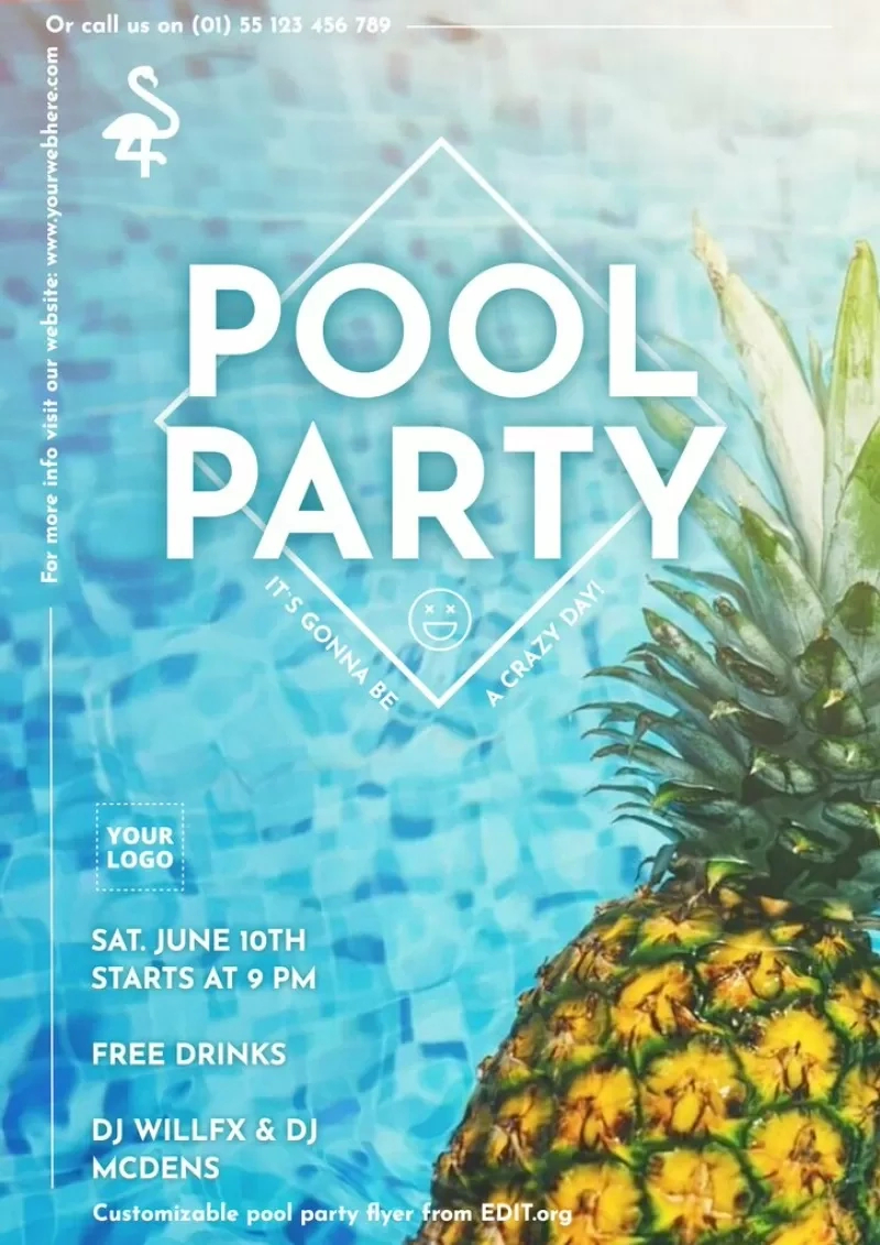 Pool Party Invitation And Flyer Templates for Pool Party Flyers Free Printable