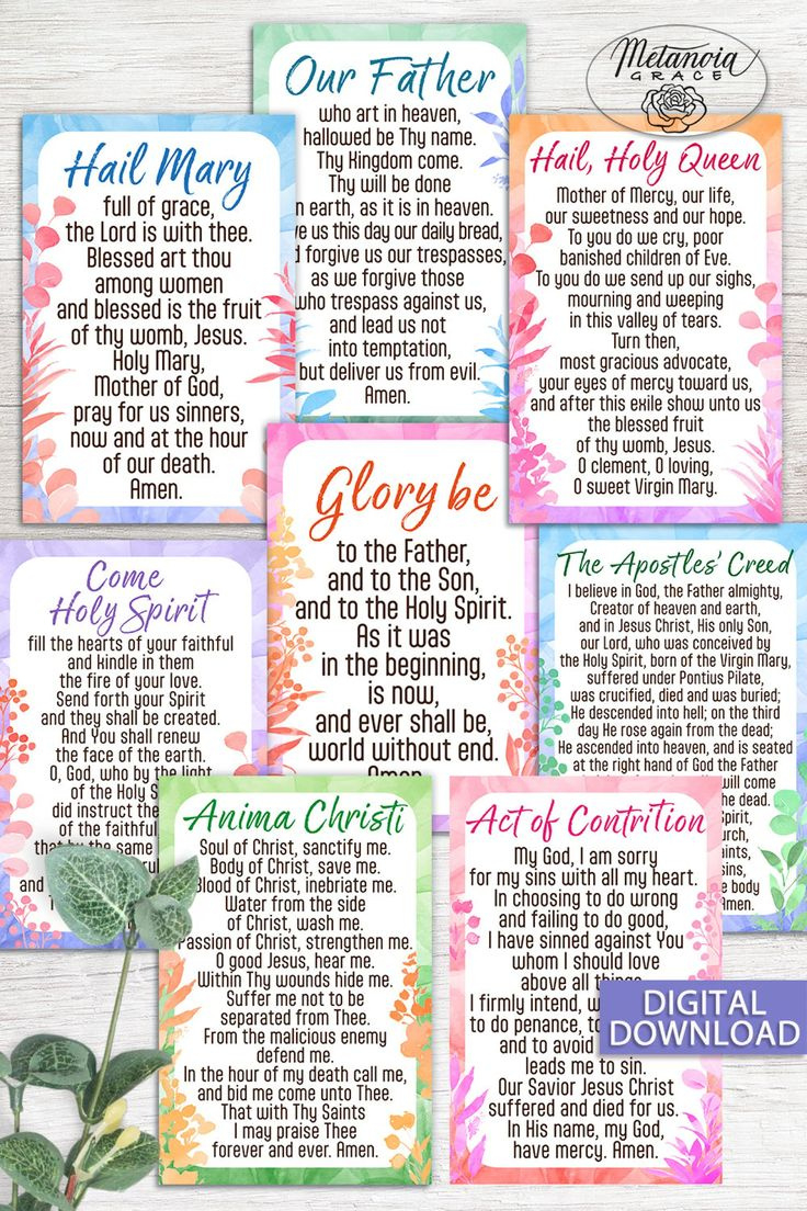 Popular Catholic Prayers, Traditional Prayer Cards, Printable pertaining to Free Printable Catholic Prayer Cards