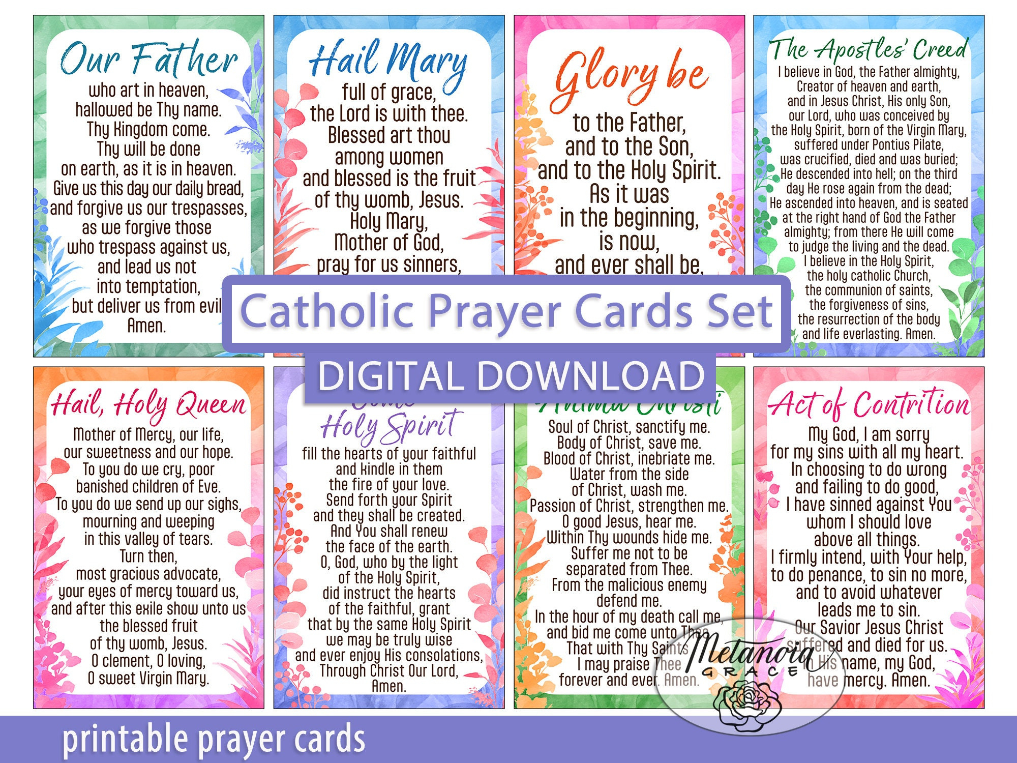 Popular Catholic Prayers, Traditional Prayer Cards, Printable regarding Free Printable Catholic Prayer Cards