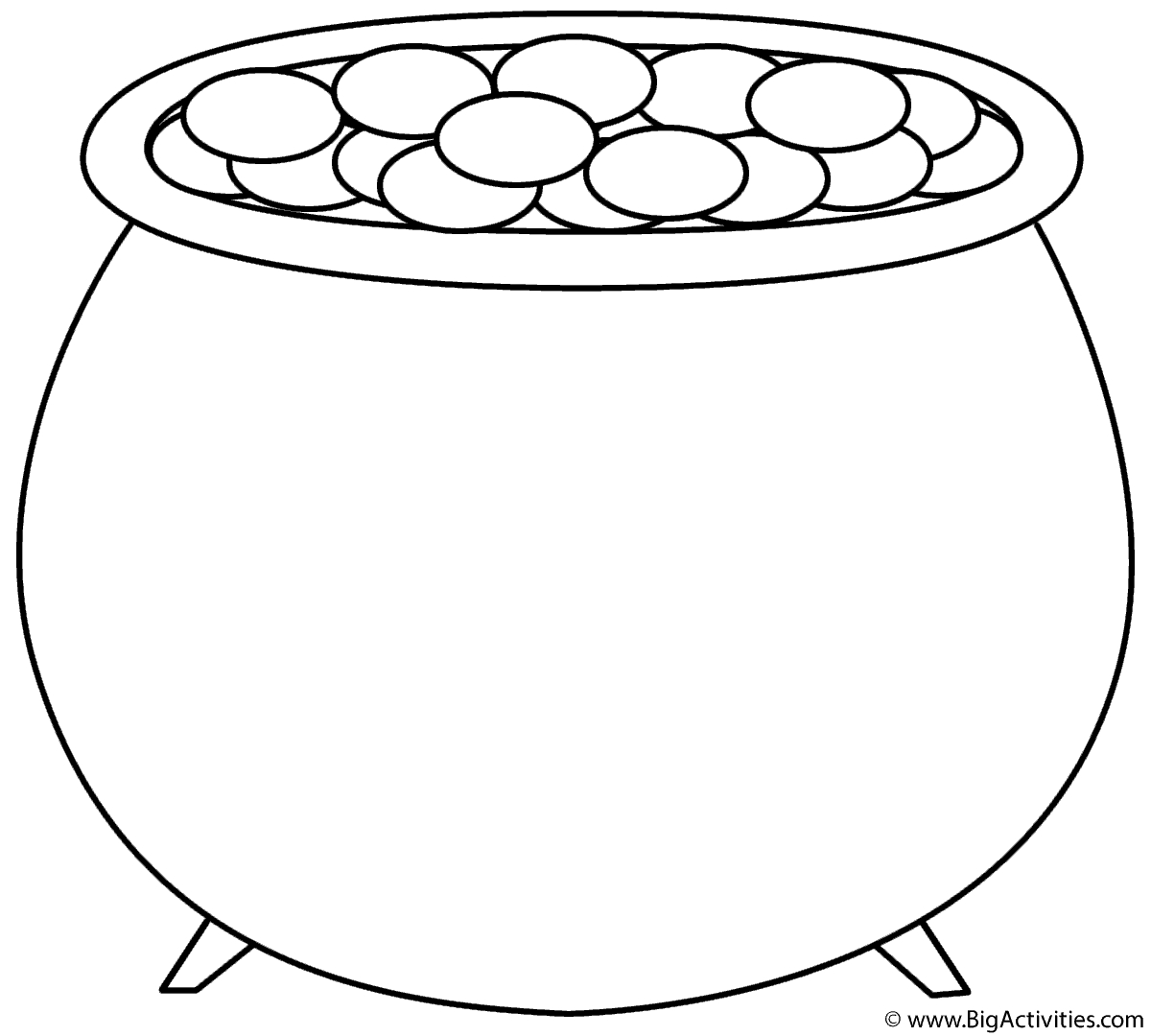 Pot Of Gold - Coloring Page (St. Patrick'S Day) pertaining to Free Printable Pot Of Gold Coloring Pages