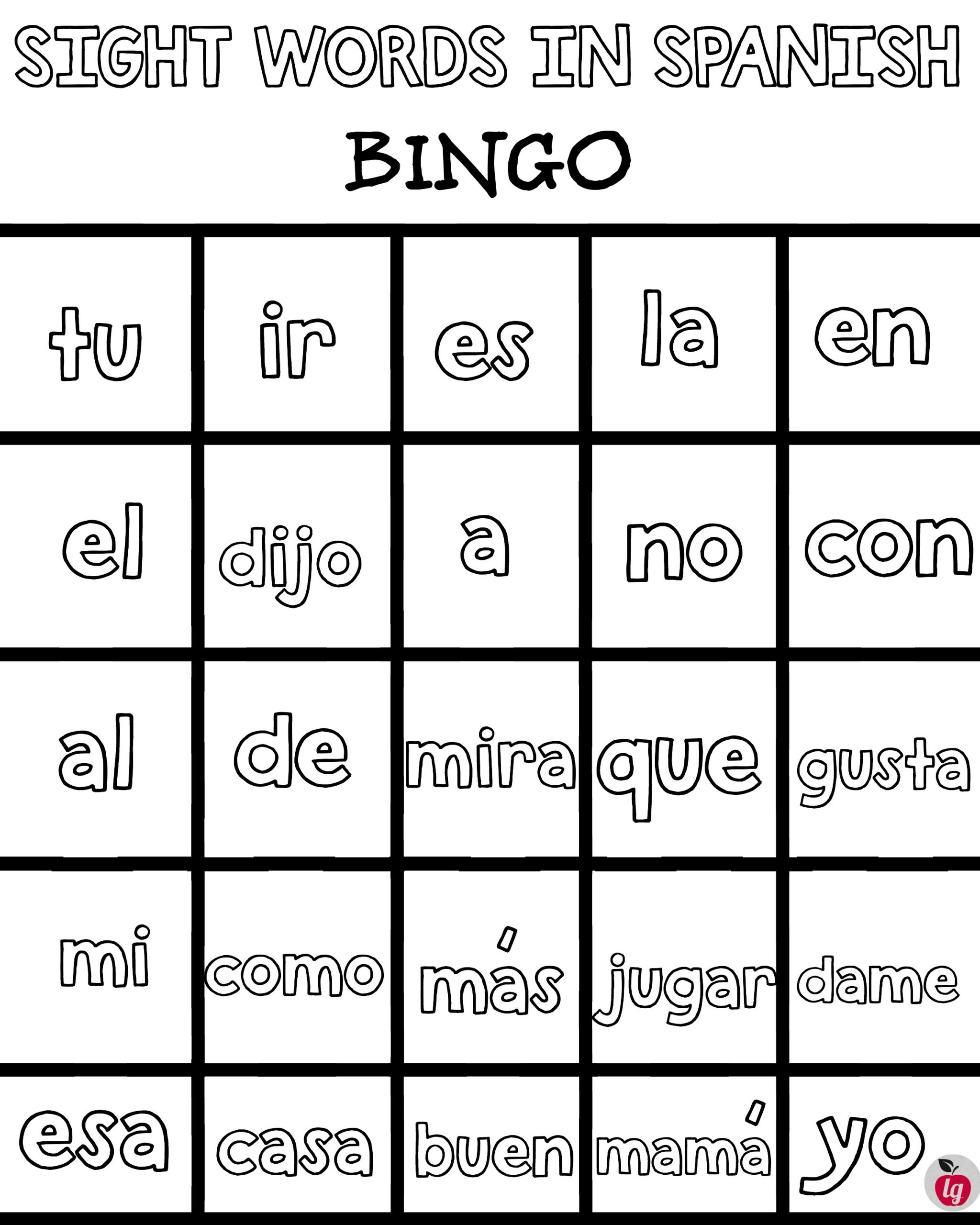 Practice Spanish Sight Words: Free Printable Bingo - Ladydeelg in Free Printable Spanish Bingo Cards