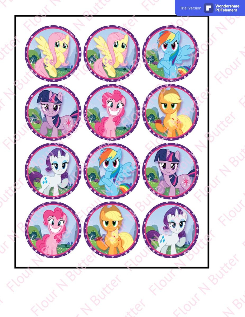Pre Cut My Little Pony Cupcake Topper Edible Image | Ebay within Free Printable My Little Pony Cupcake Toppers