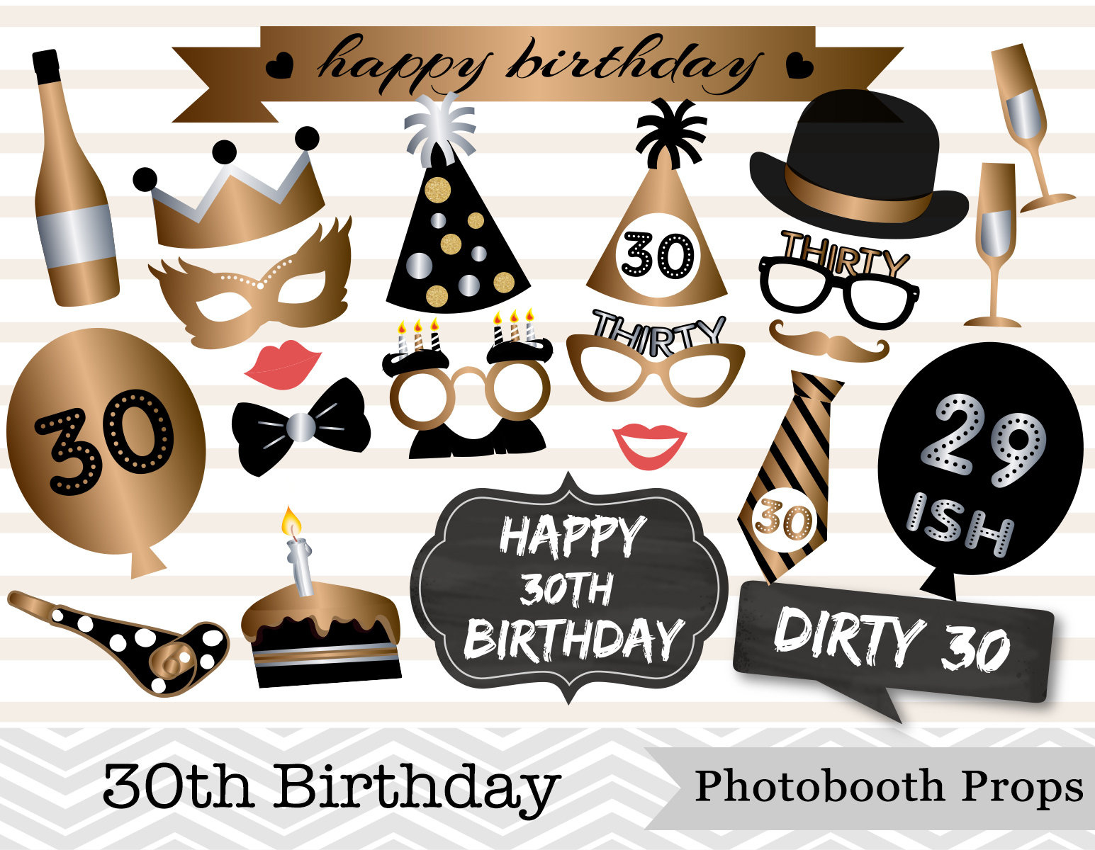 Printable 30Th Birthday Photo Booth Props, Happy 30Th Birthday inside Free Printable 30Th Birthday Photo Booth Props
