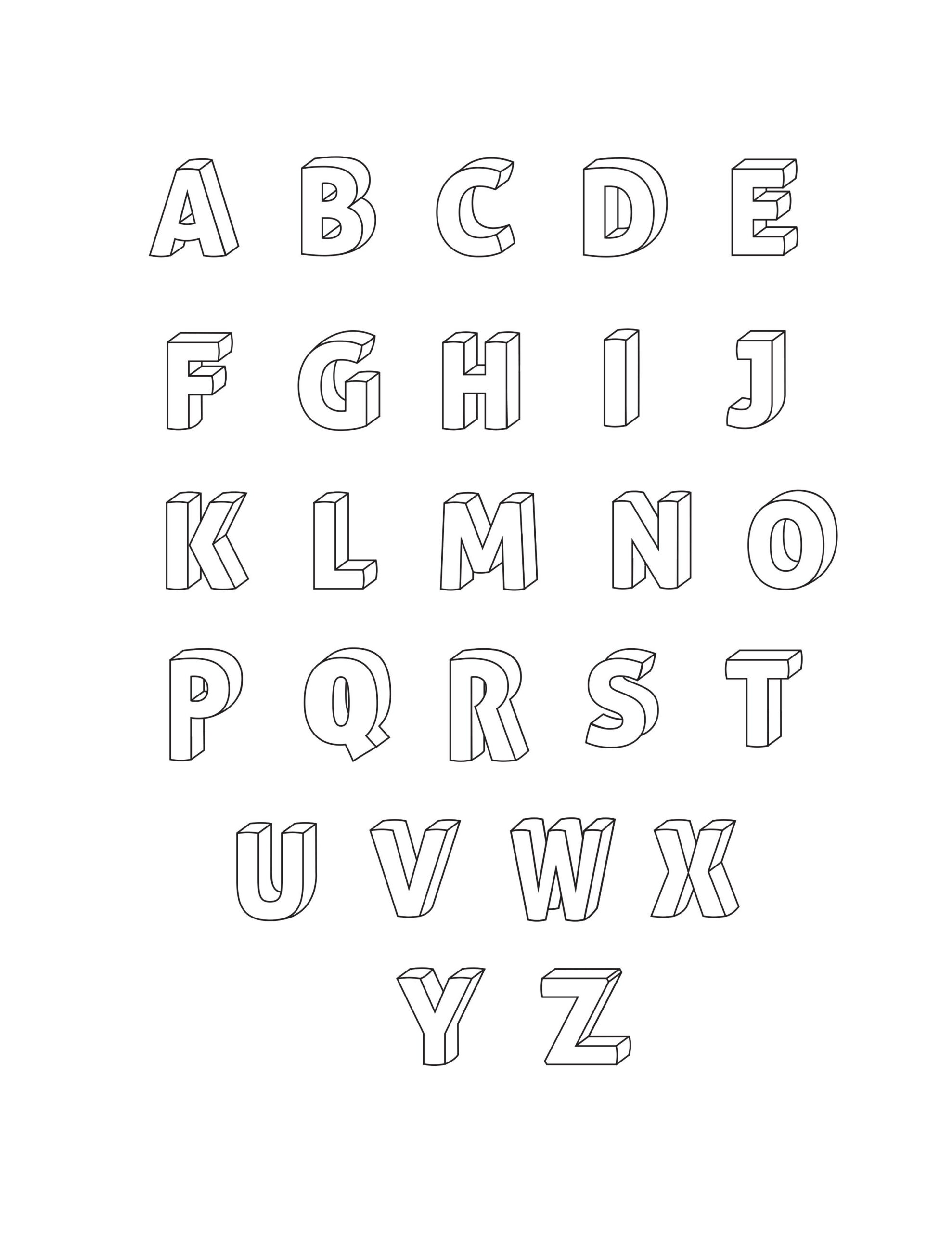 Printable 3D Bubble Letters Alphabet with Free Printable 3D Letters