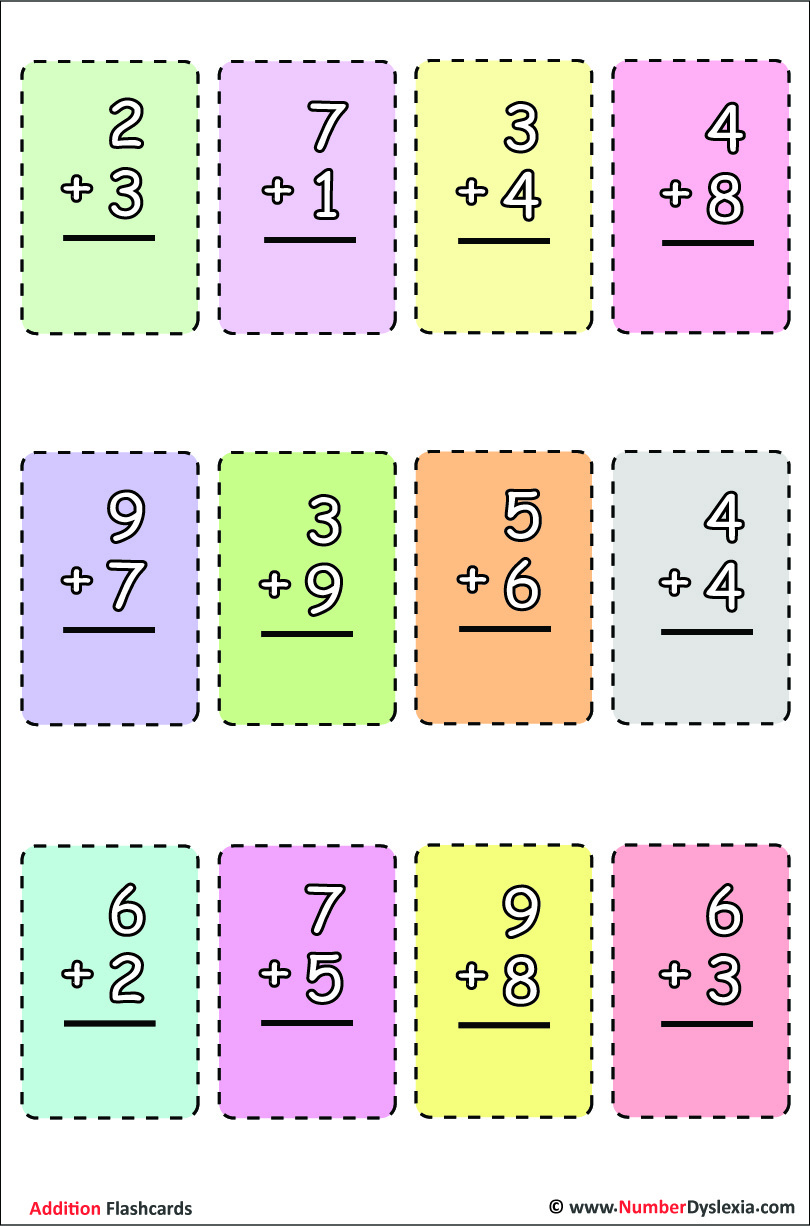 Printable Addition Flash Cards With Free Pdf - Number Dyslexia intended for Free Printable Addition Flash Cards