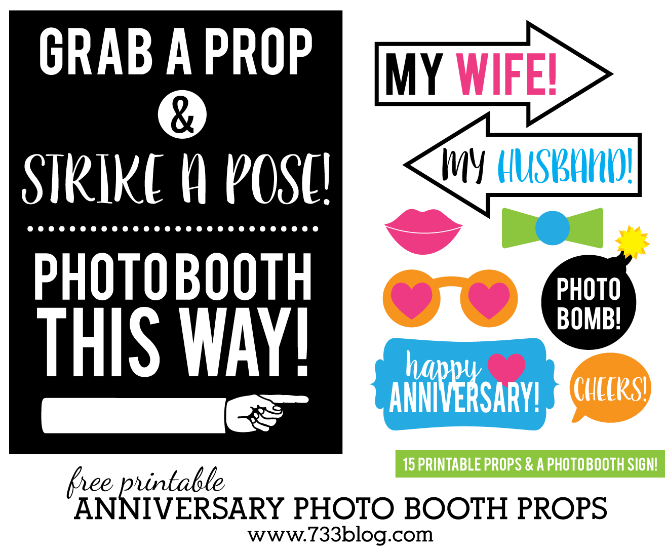 Printable Anniversary Photo Booth Props - Inspiration Made Simple throughout Free Printable Photo Booth Sign