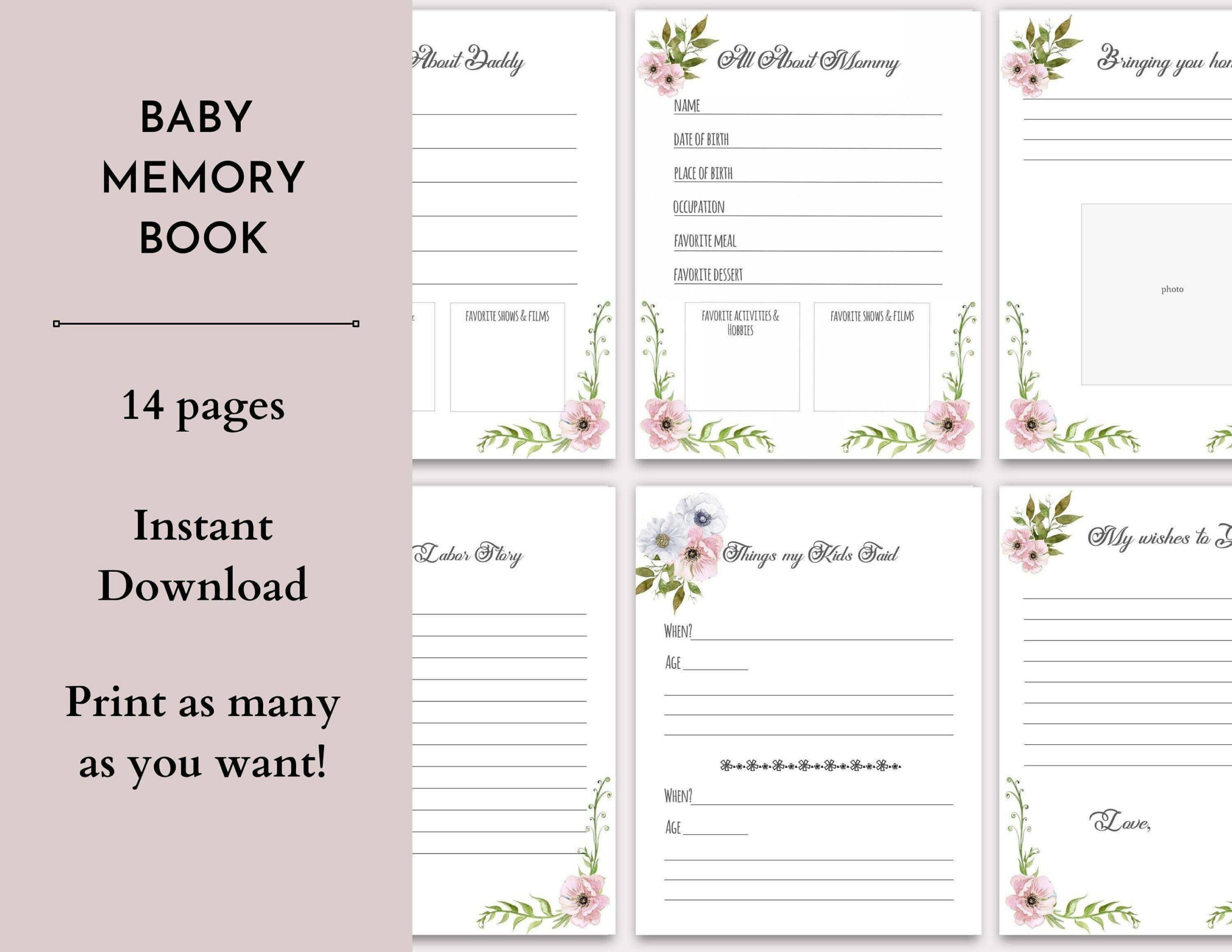 Printable Baby Memory Book - Worksheets Library within Free Printable Baby Journal Pages