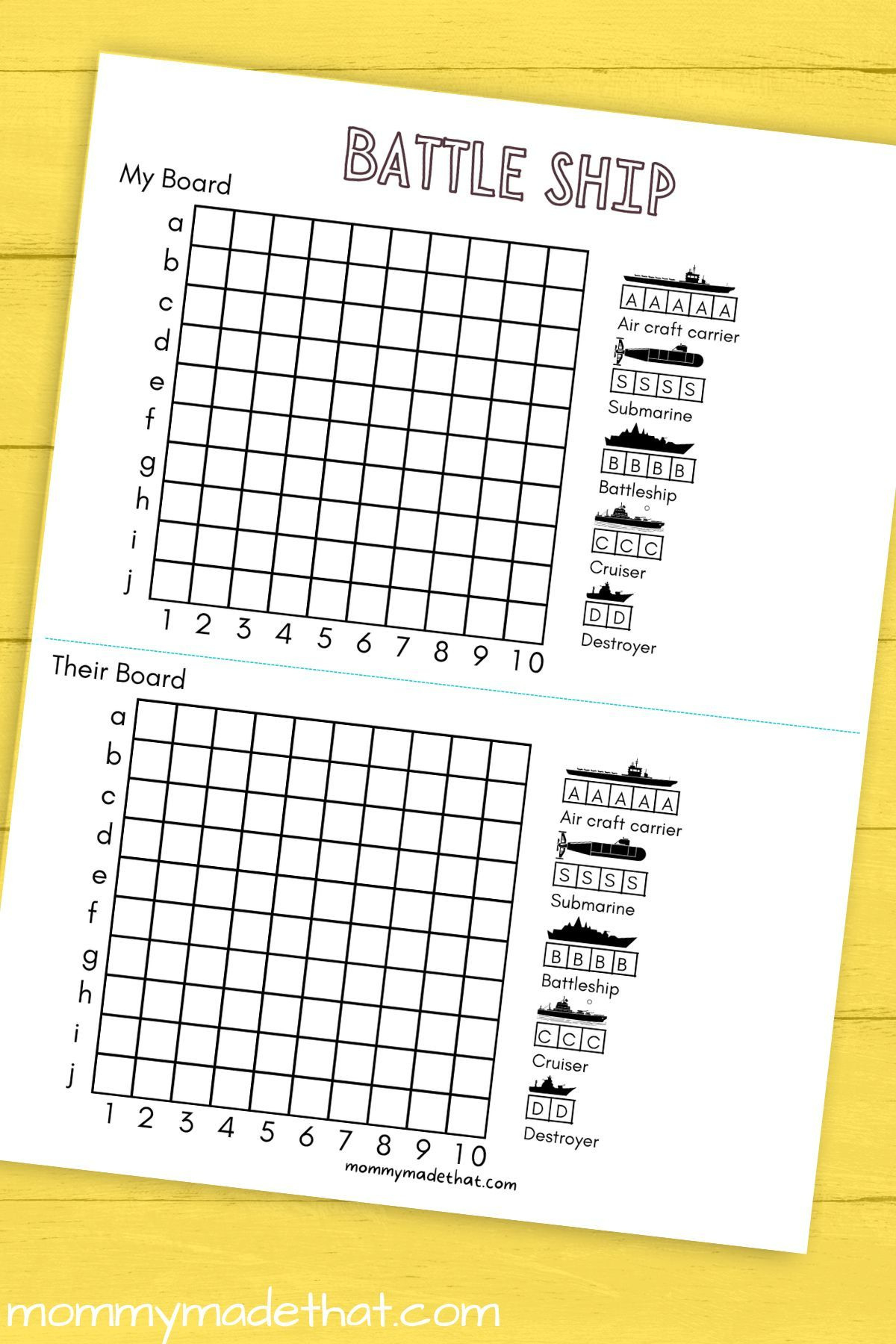 Printable Battleship Game (Free Printable Game Boards) intended for Free Printable Battleship Game
