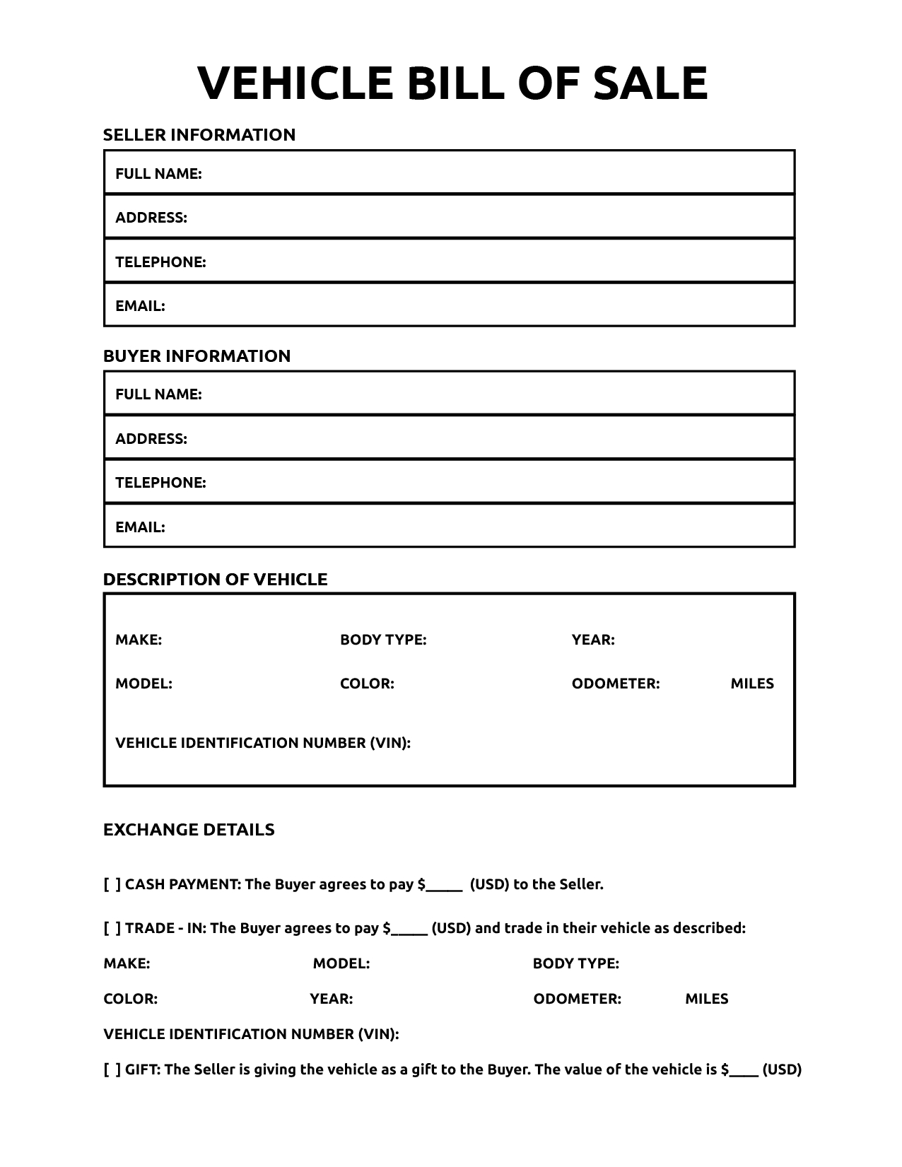 Printable Bill Of Sale For Vehicle - World Of Printables intended for Free Printable Bill Of Sale For Car