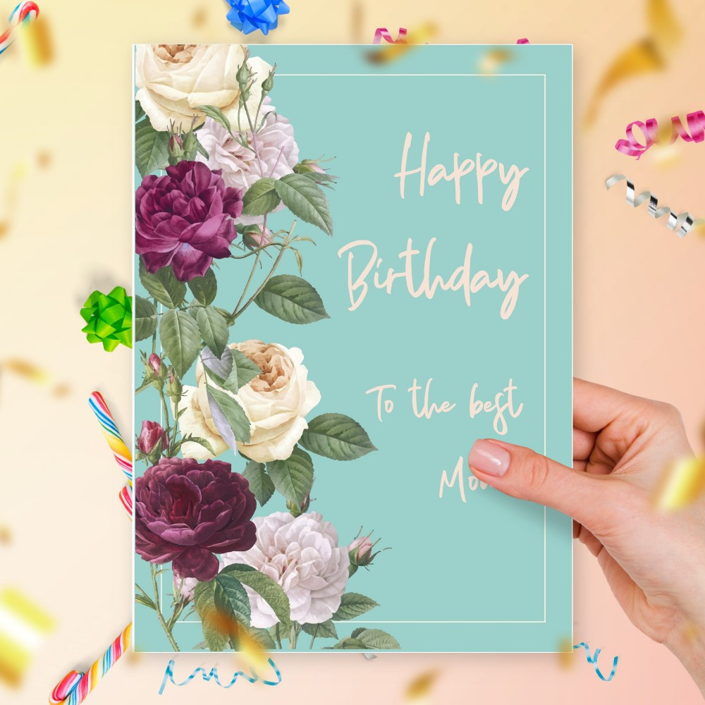 Printable Birthday Card For Mom With Peony Template Editable Online with Free Printable Birthday Cards For Mom