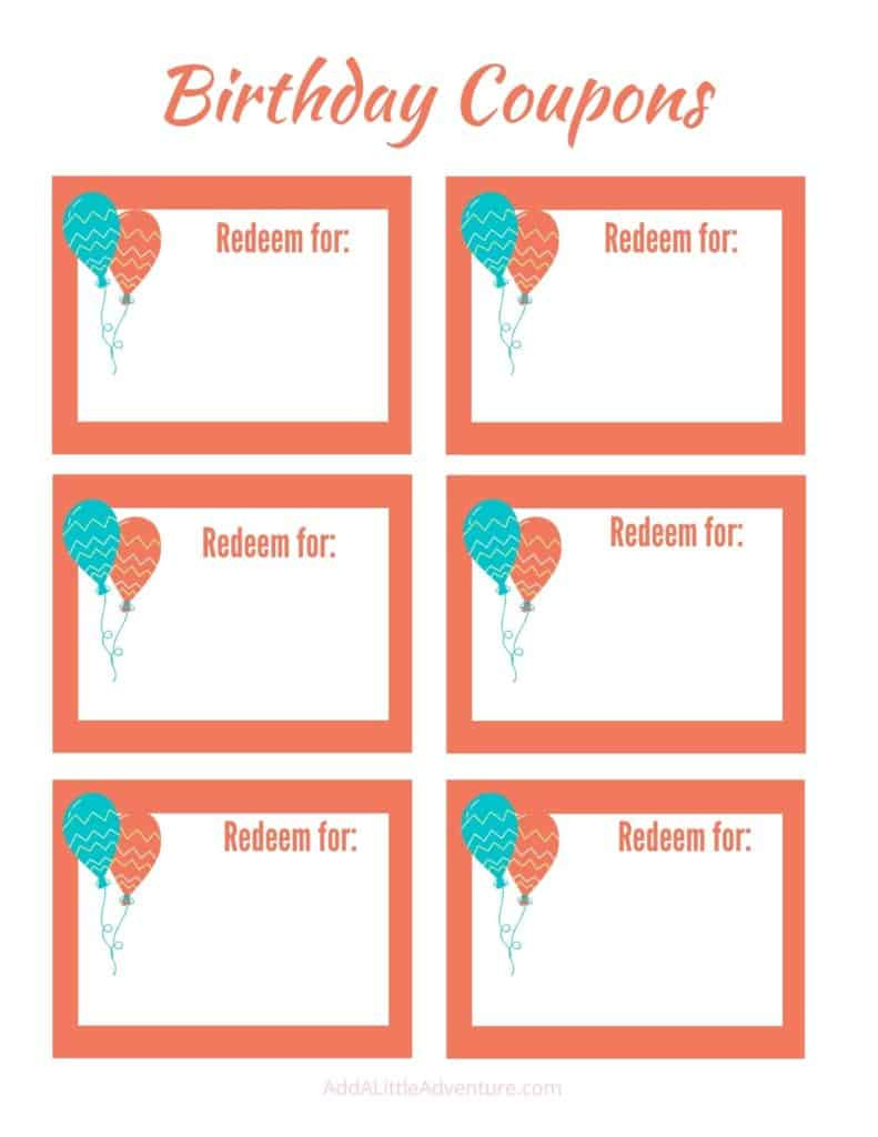 Printable Birthday Coupons - A Diy Birthday Gift Idea with Free Printable Blank Birthday Coupons
