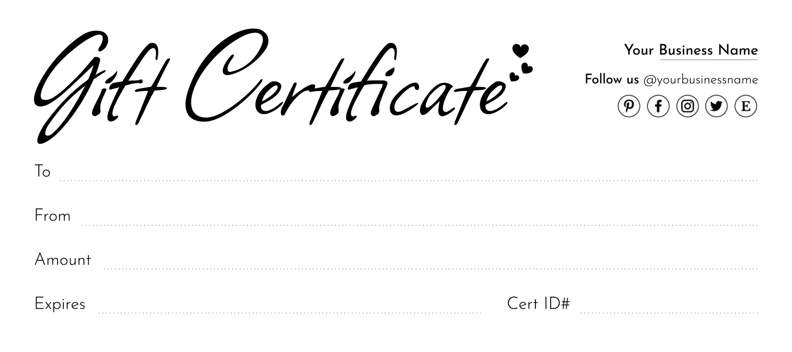Printable Blank Gift Certificate Free Google Docs Template - Gdoc.io throughout Free Printable Gift Cards