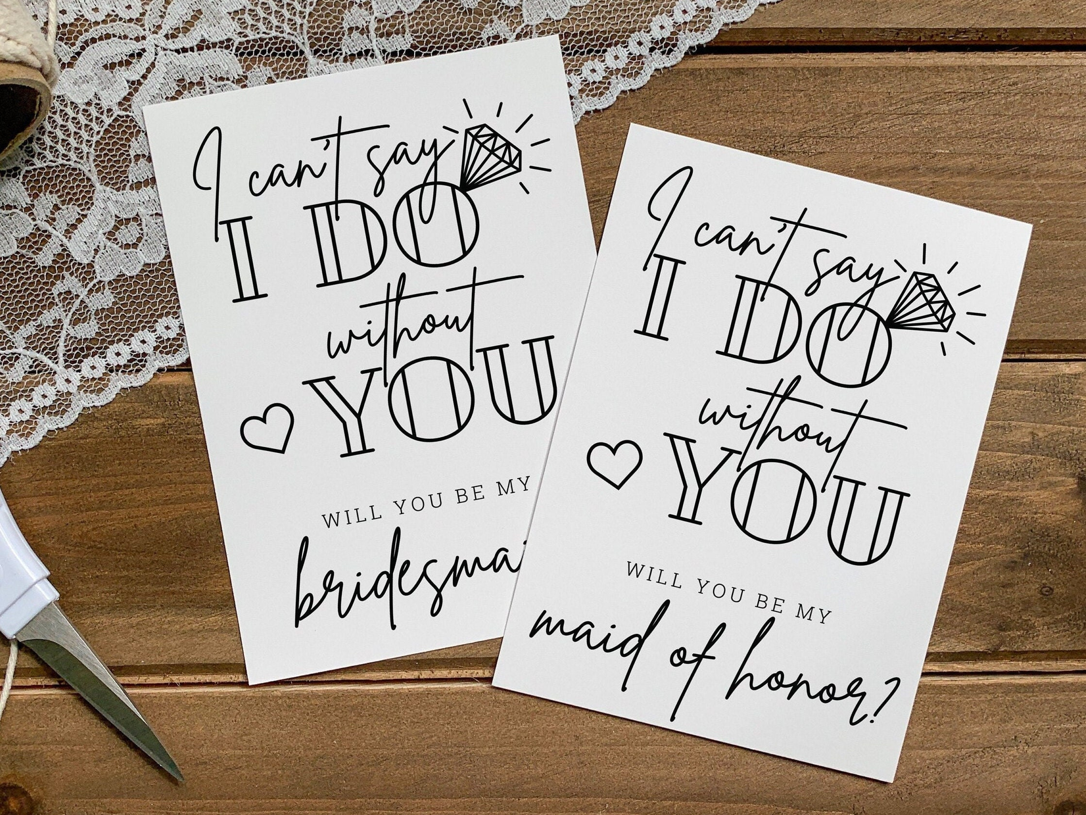 Printable Bridesmaid Proposal Card, Maid Of Honor Proposal, I Can intended for I Can T Say I Do Without You Free Printable