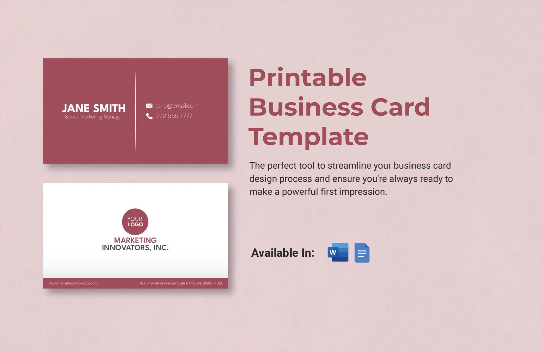 Printable Business Card Template In Word, Google Docs, Pdf with Free Printable Business Cards