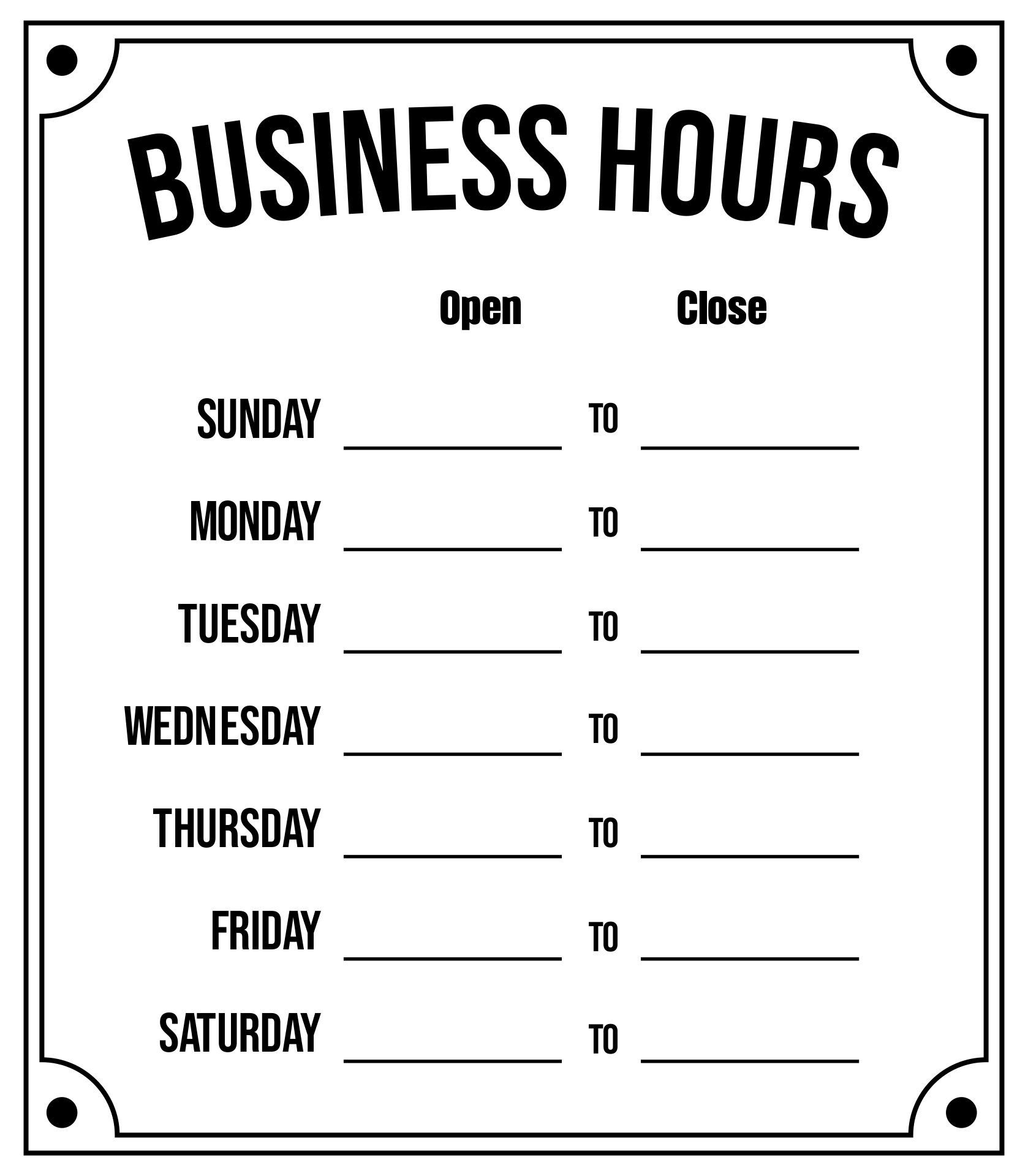 Printable Business Hours Sign Fresh Business Hours Signs Inside throughout Free Printable Business Hours Sign