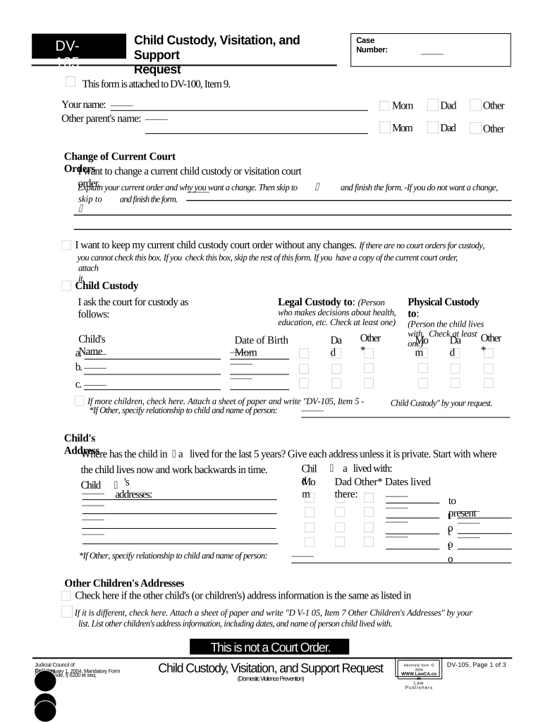Printable Child Custody Forms California: Pre-Built Template throughout Free Printable Child Custody Forms