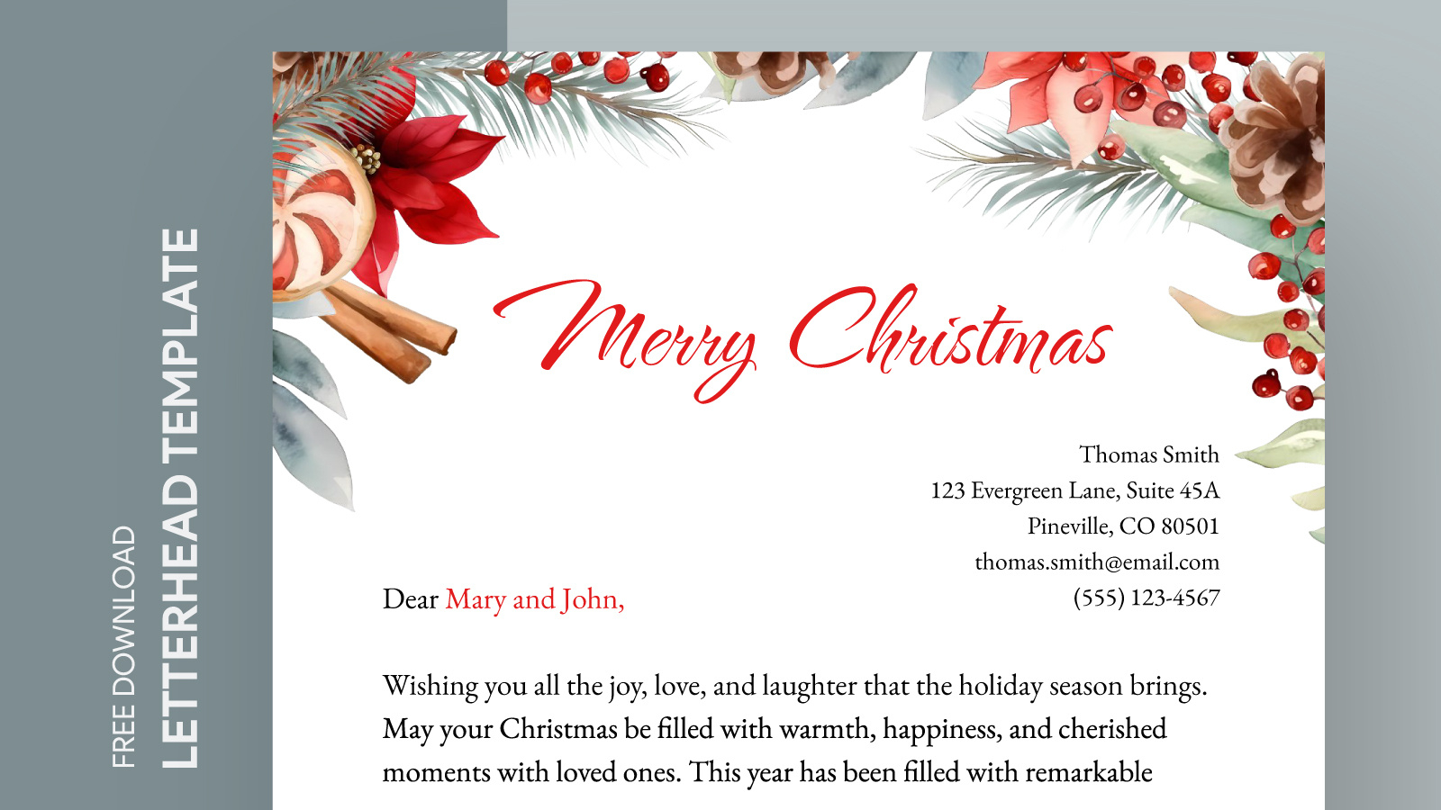 Printable Christmas Letterhead Free Google Docs Template - Gdoc.io regarding Free Printable Christmas Letterhead