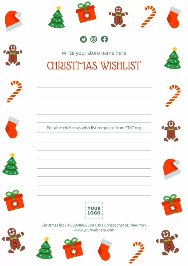 Printable Christmas List Templates For Your Business inside Free Printable Christmas List Maker