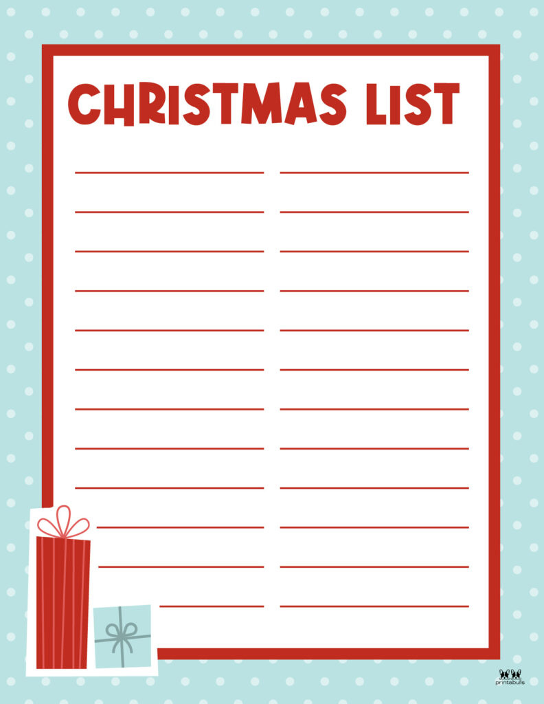 Printable Christmas Lists - 25 Free Printables | Printabulls for Free Printable Christmas List