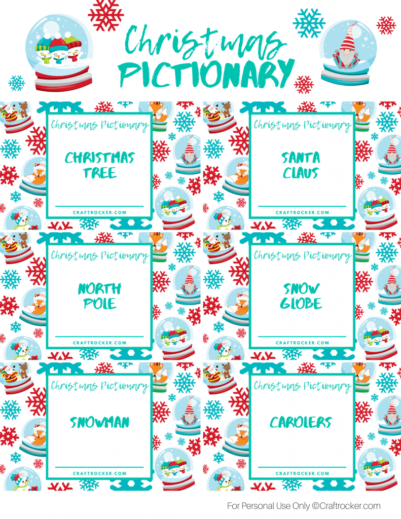 Printable Christmas Pictionary Game - Craft Rocker with regard to Free Printable Christmas Pictionary Cards