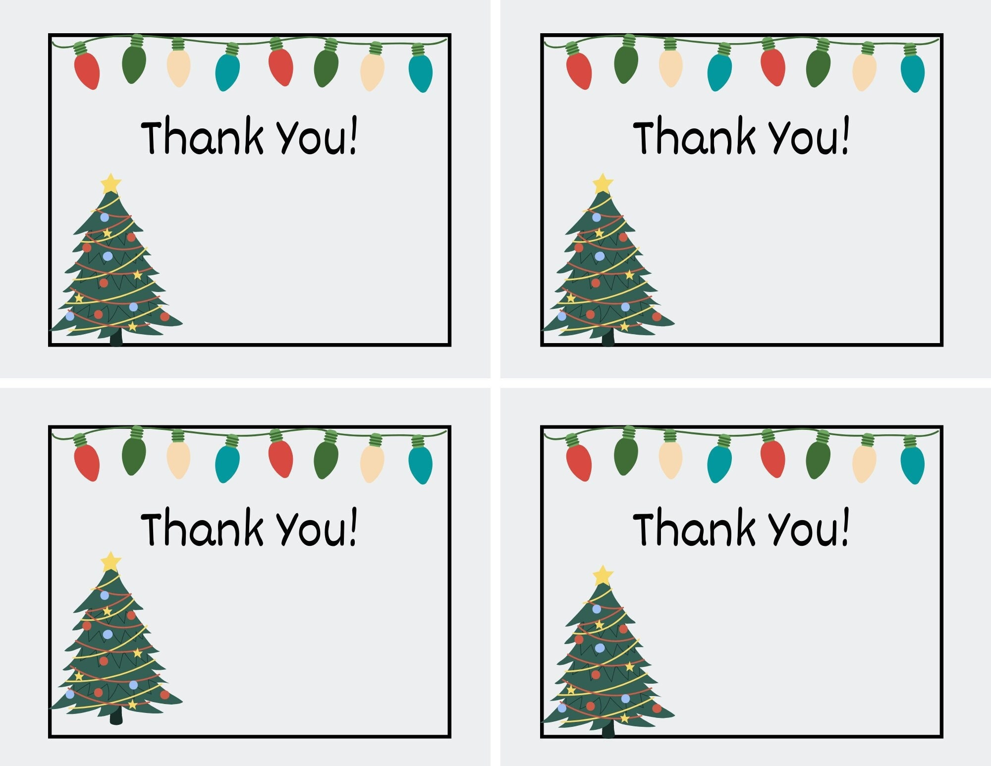 Printable Christmas Thank You Cards For Teachers, Students, Or throughout Free Christmas Thank You Notes Printable