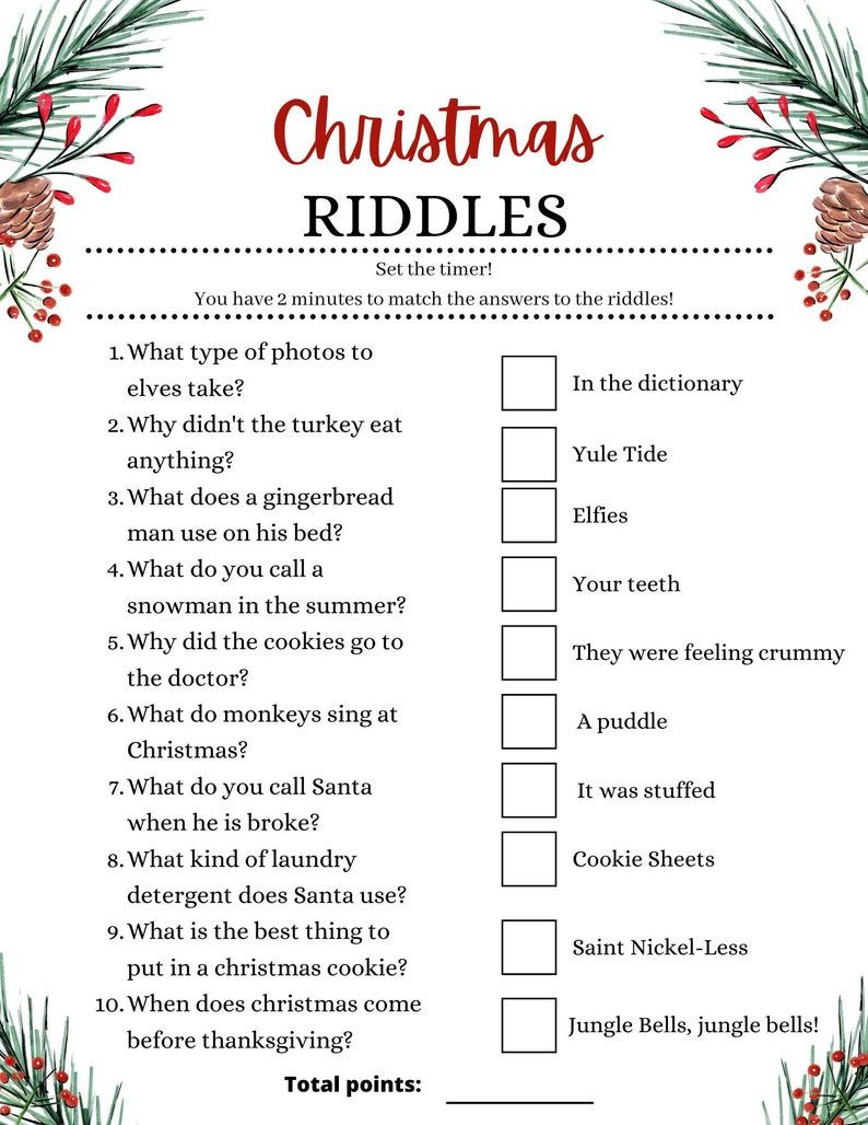 Printable Christmas Trivia Game Kids Holiday Game Printable for Free Printable Christmas Riddle Games