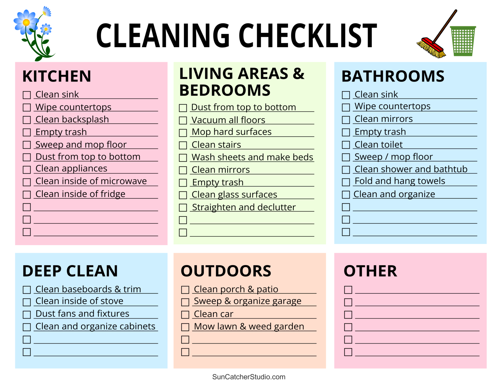Printable Cleaning Schedule (Spring, Daily, & Weekly Checklists with regard to Free Printable House Cleaning Checklist