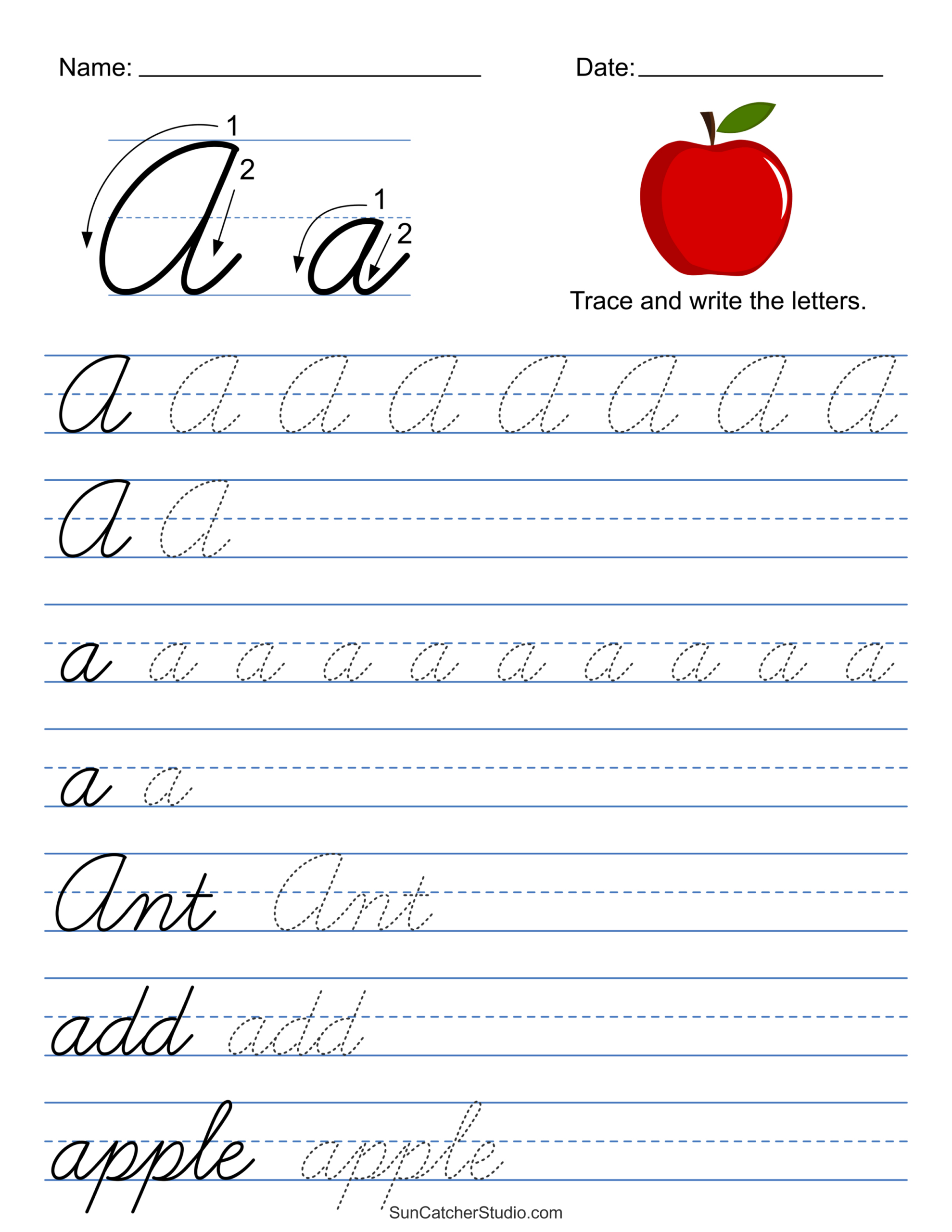 Printable Cursive Handwriting Worksheets (Practice Letters) – Free regarding Free Printable Script Writing Worksheets