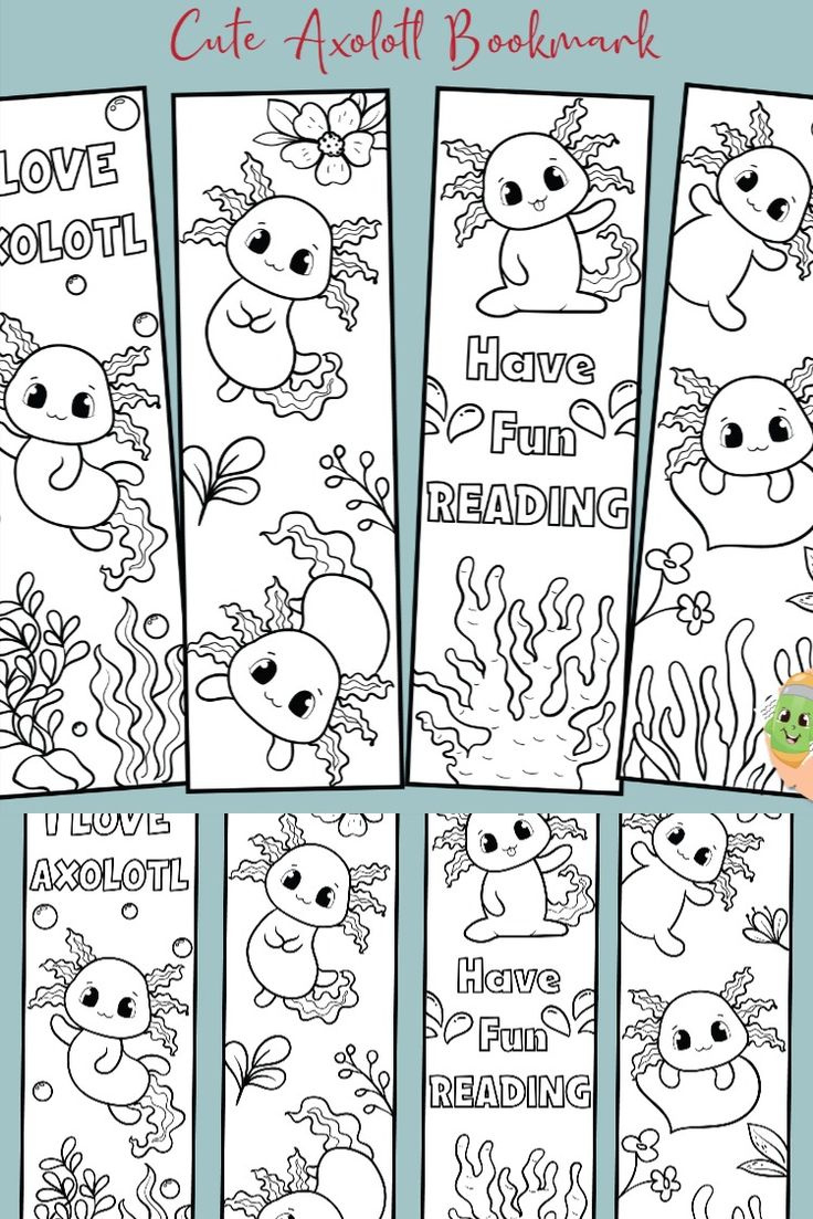 Printable Cute Axolotl Coloring Bookmarks For Kids, Baby Sloths with regard to Free Printable Baby Bookmarks