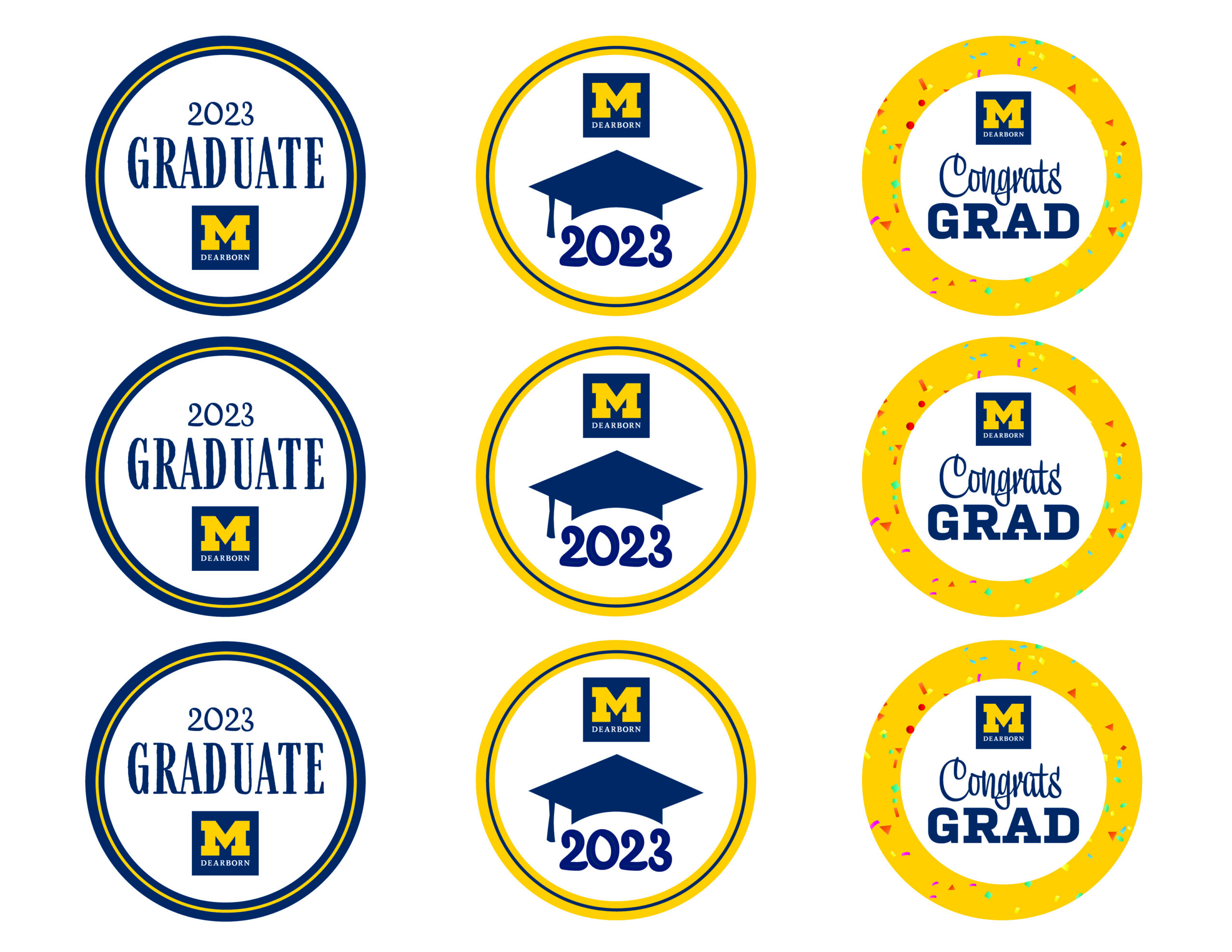 Printable Decorations | University Of Michigan-Dearborn for Free Printable Graduation Cupcake Toppers