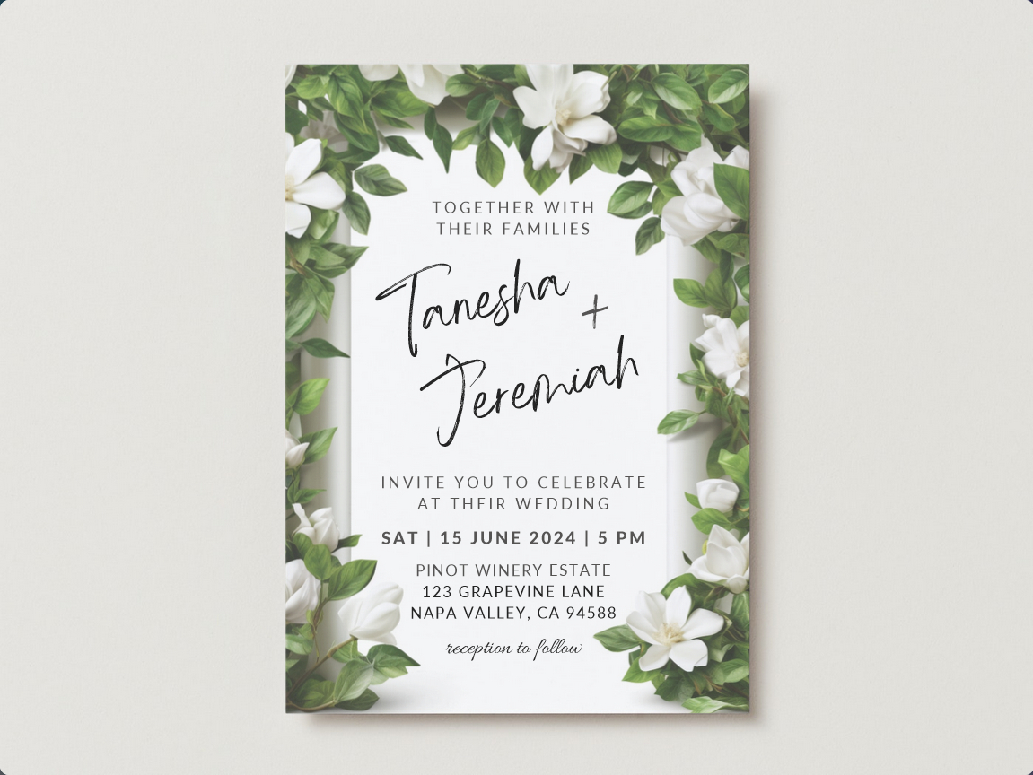 Printable Diy Wedding Invitation Templates With White Gardenia pertaining to Free Mason Jar Wedding Invitation Printable Templates