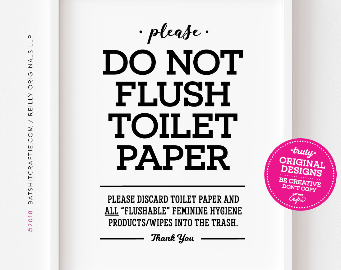 Printable Do Not Flush Toilet Paper Or Flushable Items Sign with regard to Free Printable Do Not Flush Signs